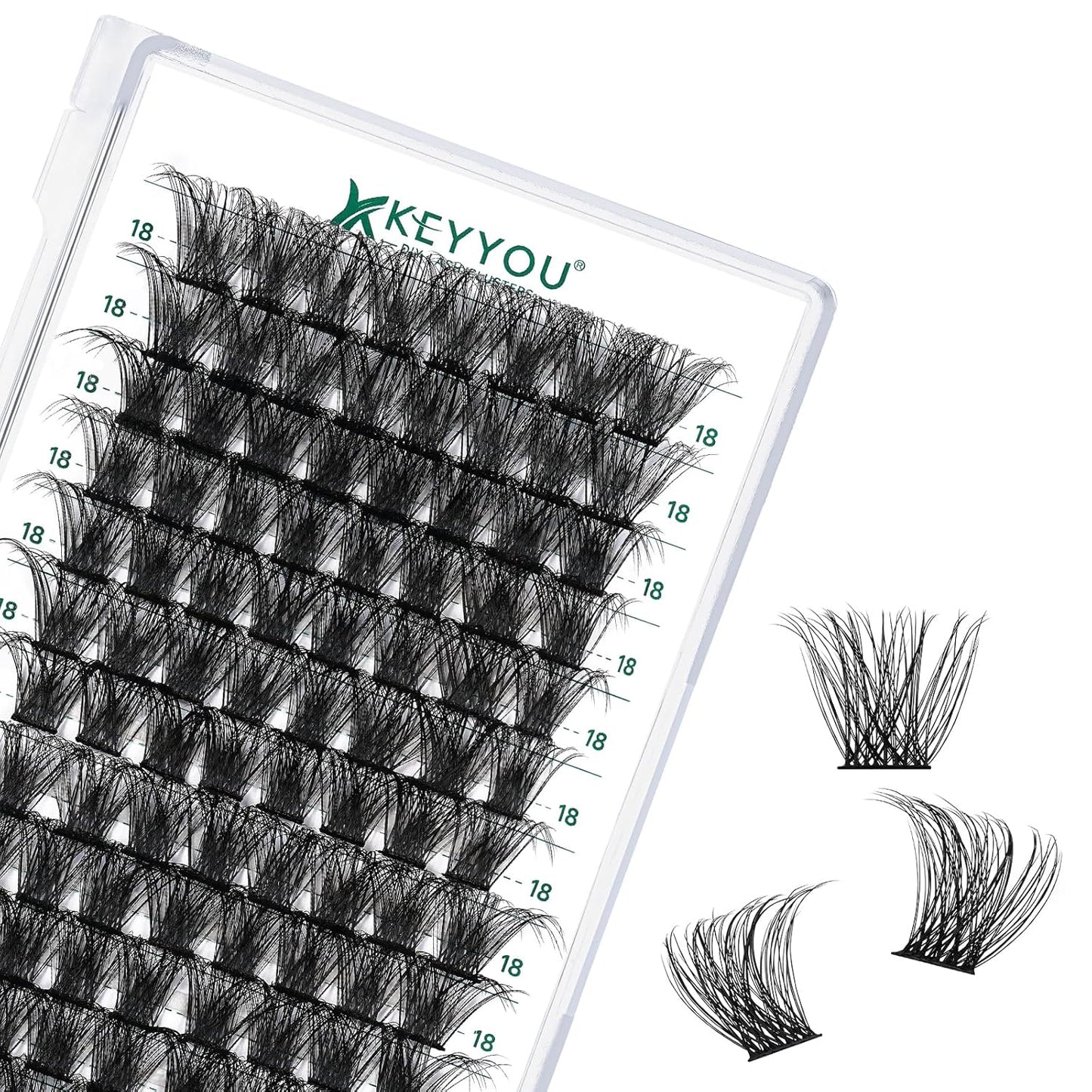 Lash Clusters 96pcs Individual Lashes D Curl 18mm Eyelash Clusters KEYYOU Volume Wispy Lash Extension Soft&Comfortable Easy DIY at Home(Y23,D-18mm)
