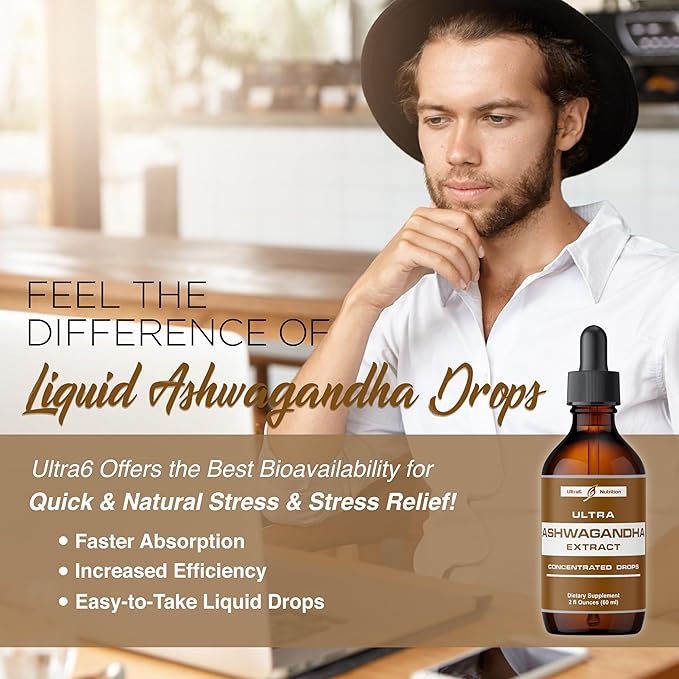 Ashwagandha Liquid Drops - Ashwagandha Supplements with Rhodiola Rosea Tincture - Organic Ashwagandha Root Extract for Mood and Energy - Supplement for Men & Women