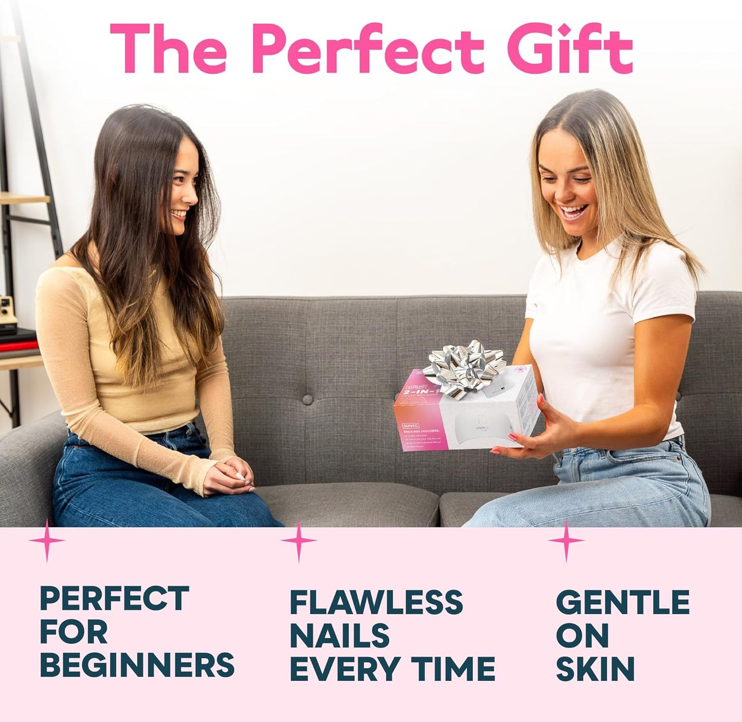 SUNUV UV Nail Lamp, Nail Dryer for Gel Nail Polish UV Light for Gel Nails with Sensor 2 Timers SUN9C Pink Gift for Women Girls