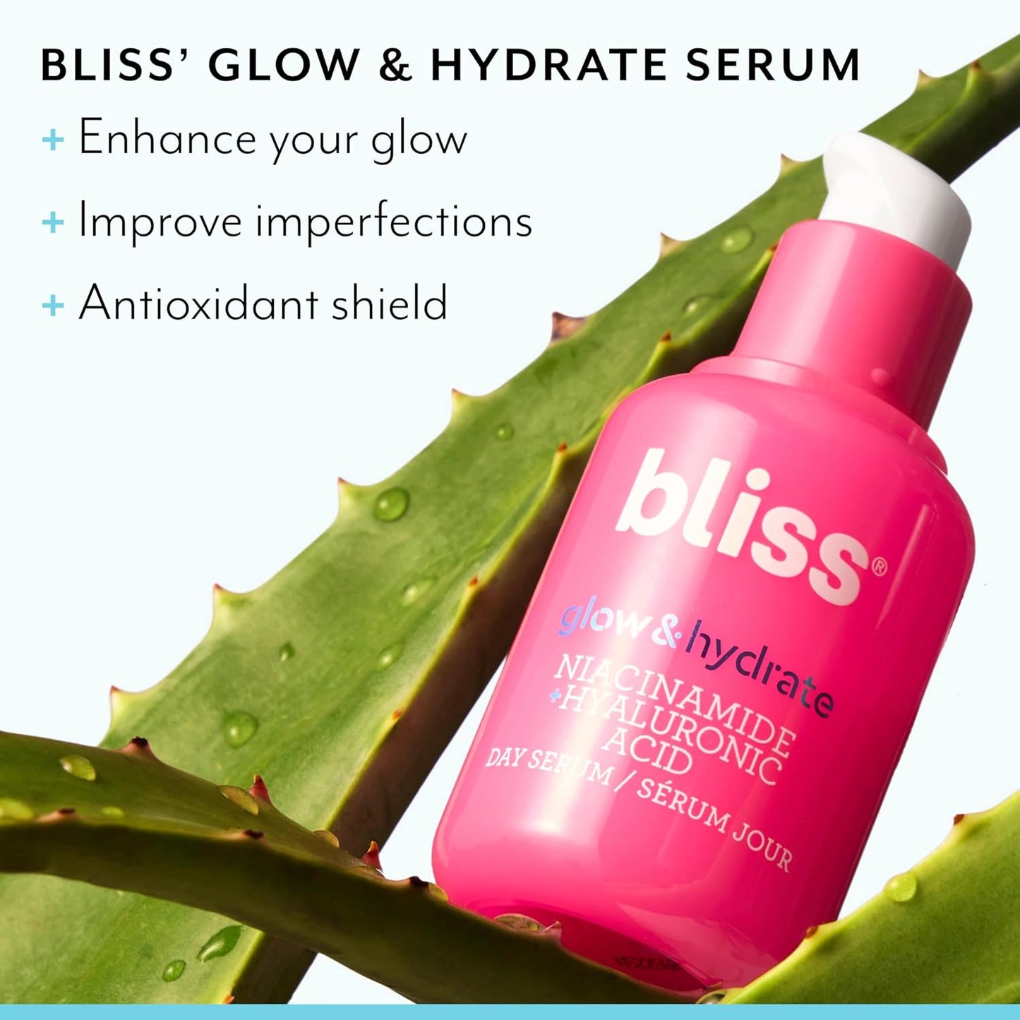 Bliss Glow & Hydrate Serum - Niacinamide + Hyaluronic Acid Serum - 1 Fl Oz - Improves Dullness, Hydrates, Replenishes & Defends Skin - Lightweight Hydration - Clean - Vegan & Cruelty Free