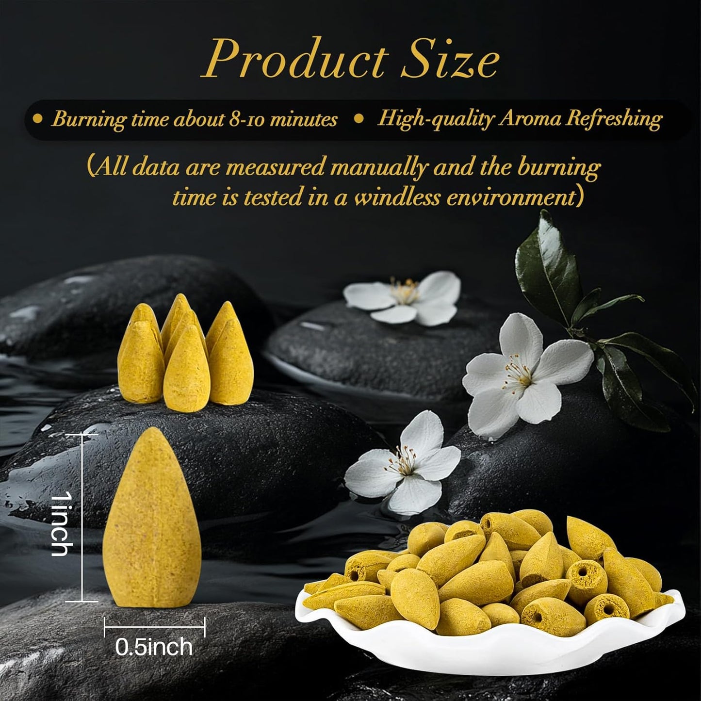 Sukh Backflow Incense Cones for Waterfall - 108 PCS Waterfall Scented Cone Bulk Aromatic Smoke Fountain for Aromatherapy Yoga Relaxation Home Decor(Jasmine Scents)