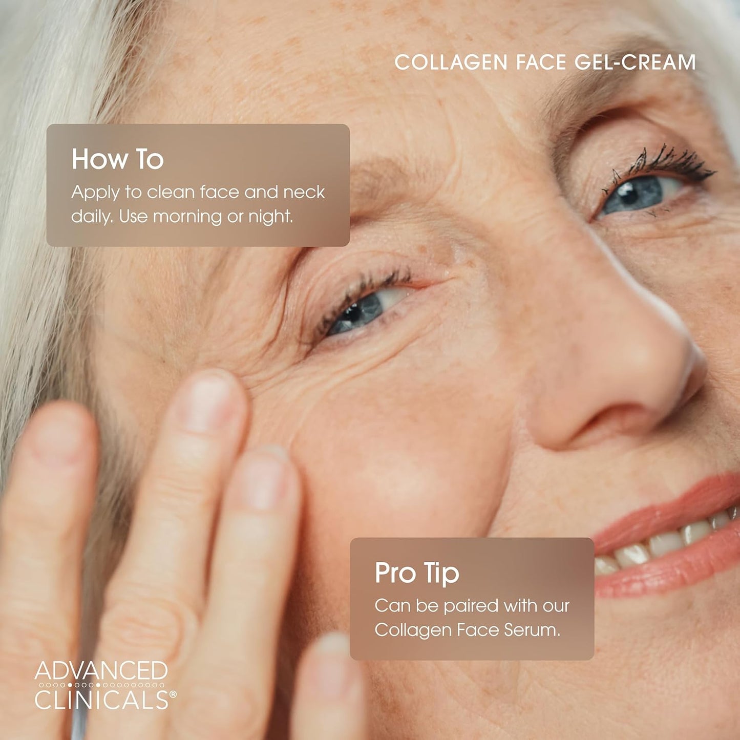 Advanced Clinicals Collagen Cream Gel-Like Facial Lotion | Collagen Peptide + Hyaluronic Acid Moisturizer For Face Helps Hydrate Dry Skin & Improve Appearance Of Wrinkles & Fine Lines, 2 Fl Oz