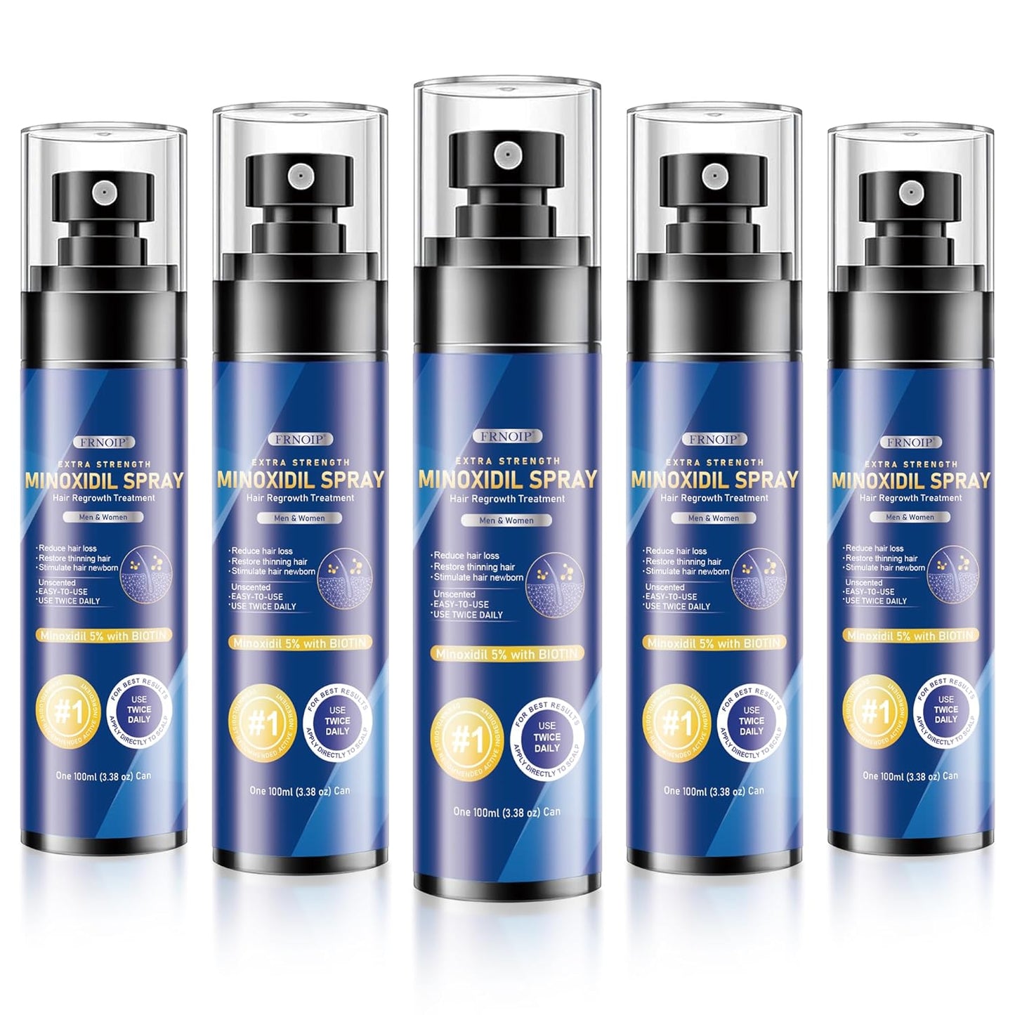 5% Minoxidil for Men & Women | Hair Growth Oil Spray | 5-Pack (17.5 fl oz) | 8 Month Supply | Hair Regrowth & Beard Growth Treatment with Biotin | Clinically Proven Extra Strength Formula