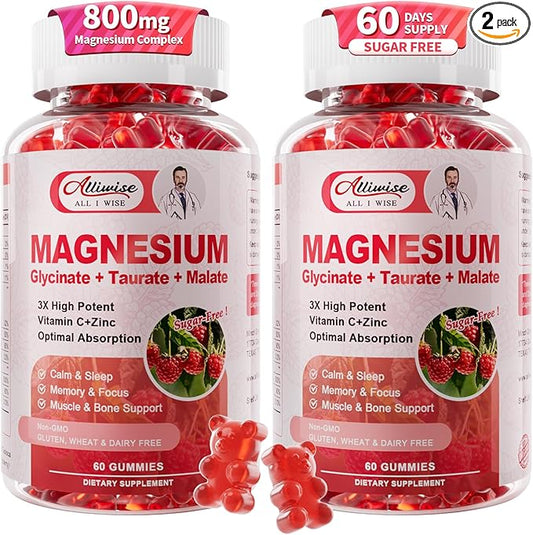 2Pack Magnesium Glycinate Gummies 500mg,Magnesium Potassium Supplement with Taurate, Malate, for Sleep,Relaxation,Calm, Muscle & Cardio Support,Self Care Gifts,Relaxation Gifts for Women
