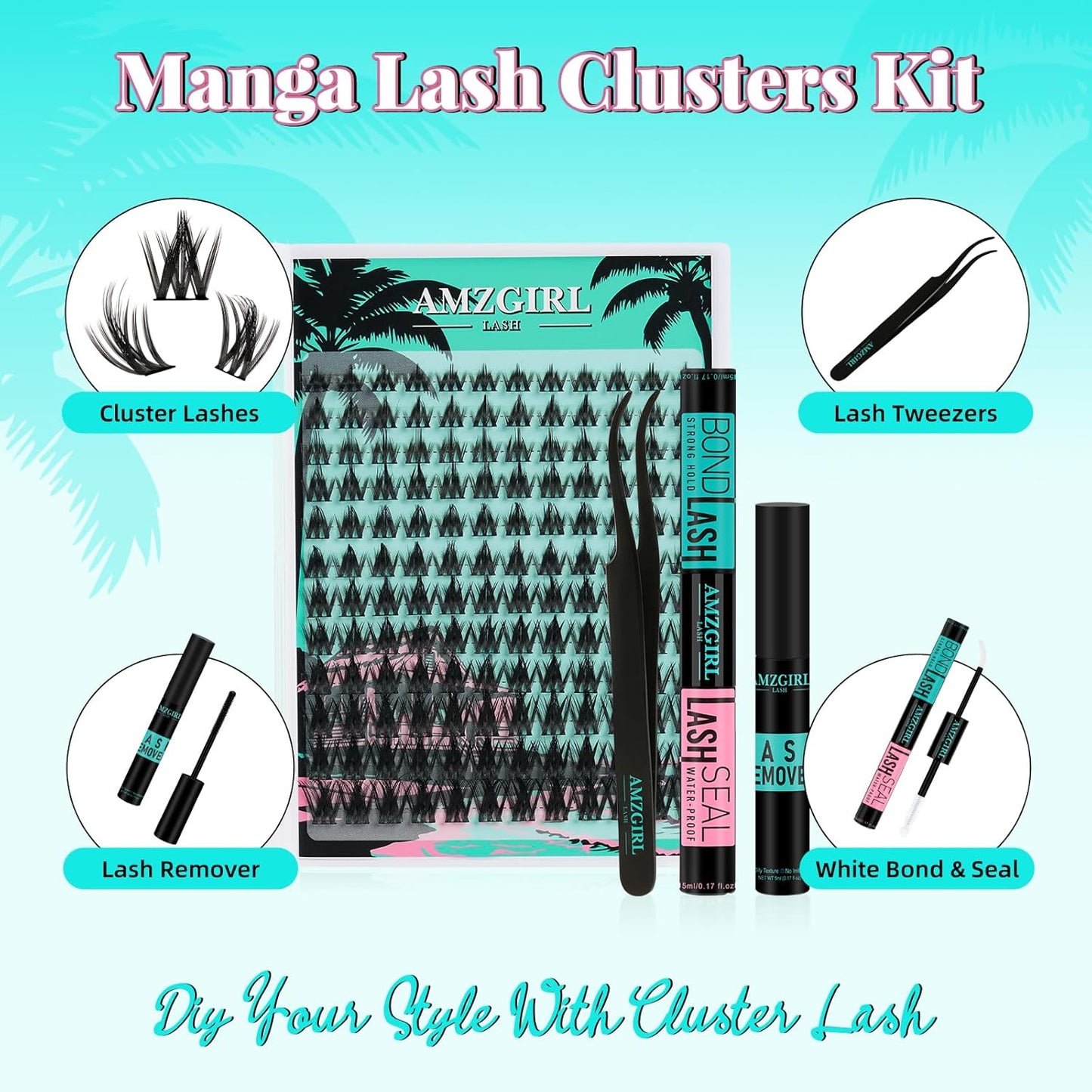 Fairy Eyelash Clusters DIY 144Pcs Lash Extension Kit Natural Lashes Clusters Kit with Lash White Bond and Seal,Lash Remover and Tweezers for Anime Cluster Eyelash Extensions Kit(Holiday,C-Mix8-18mm)
