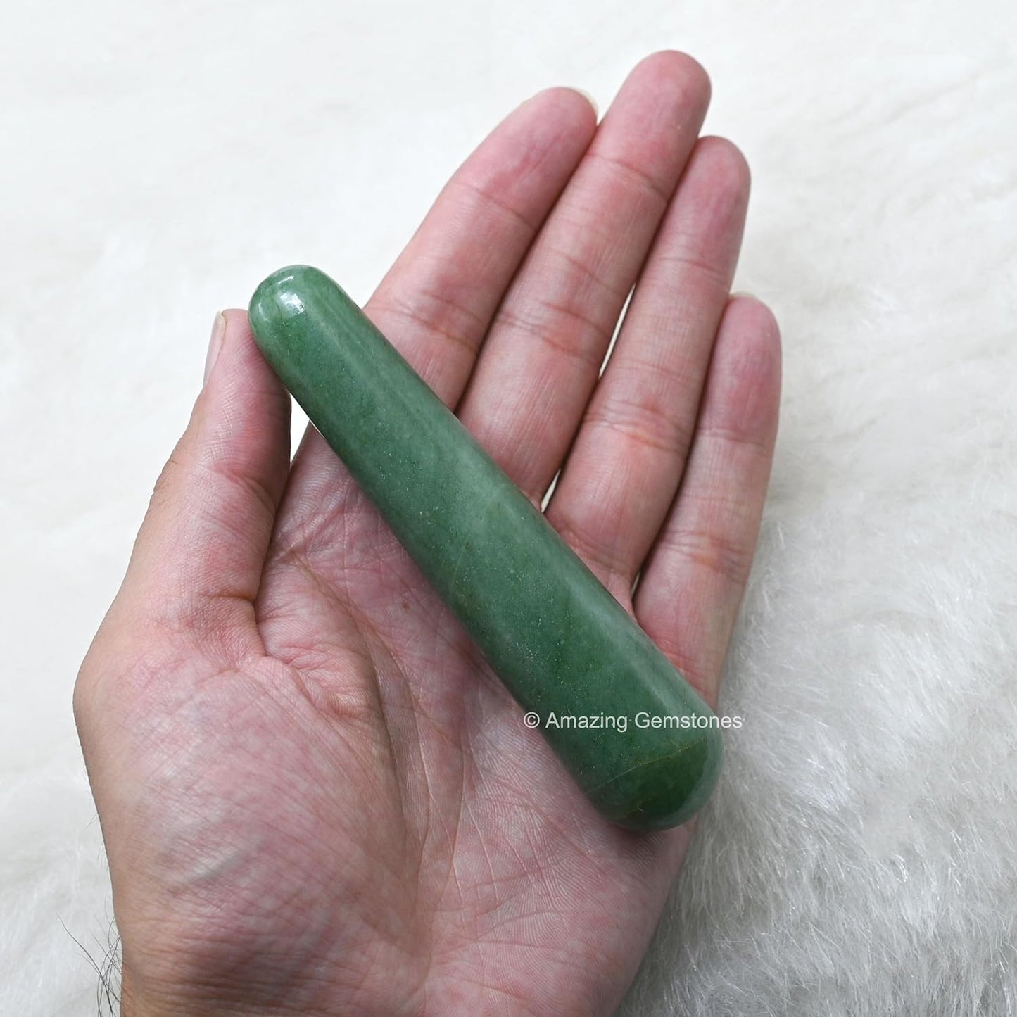 Amazing Gemstone Green Aventurine Crystal Wand Massage Stick - Pelvic Wand Gua Sha for Adults - Crystals and Healing Stones Massage Wands for Adults Gifts (Smooth)