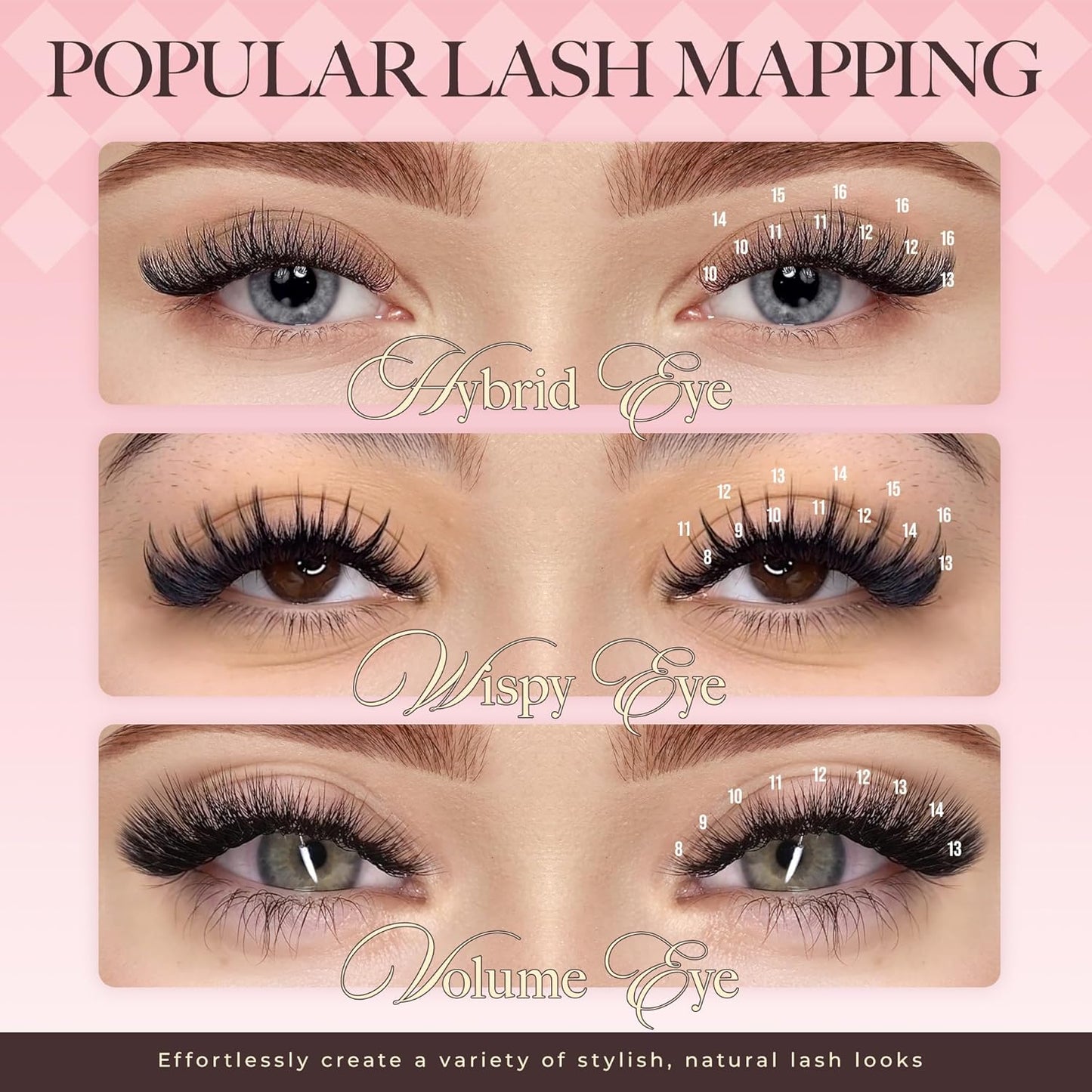 LASHVIEW Classic Lash Extensions 0.03-0.20 J/B/L/C/CC/D Curl 8-16mm Mixed & Single Length Tray, Soft Matte Dark Professional Eyelashes Extension(0.15 D 8-16mm)