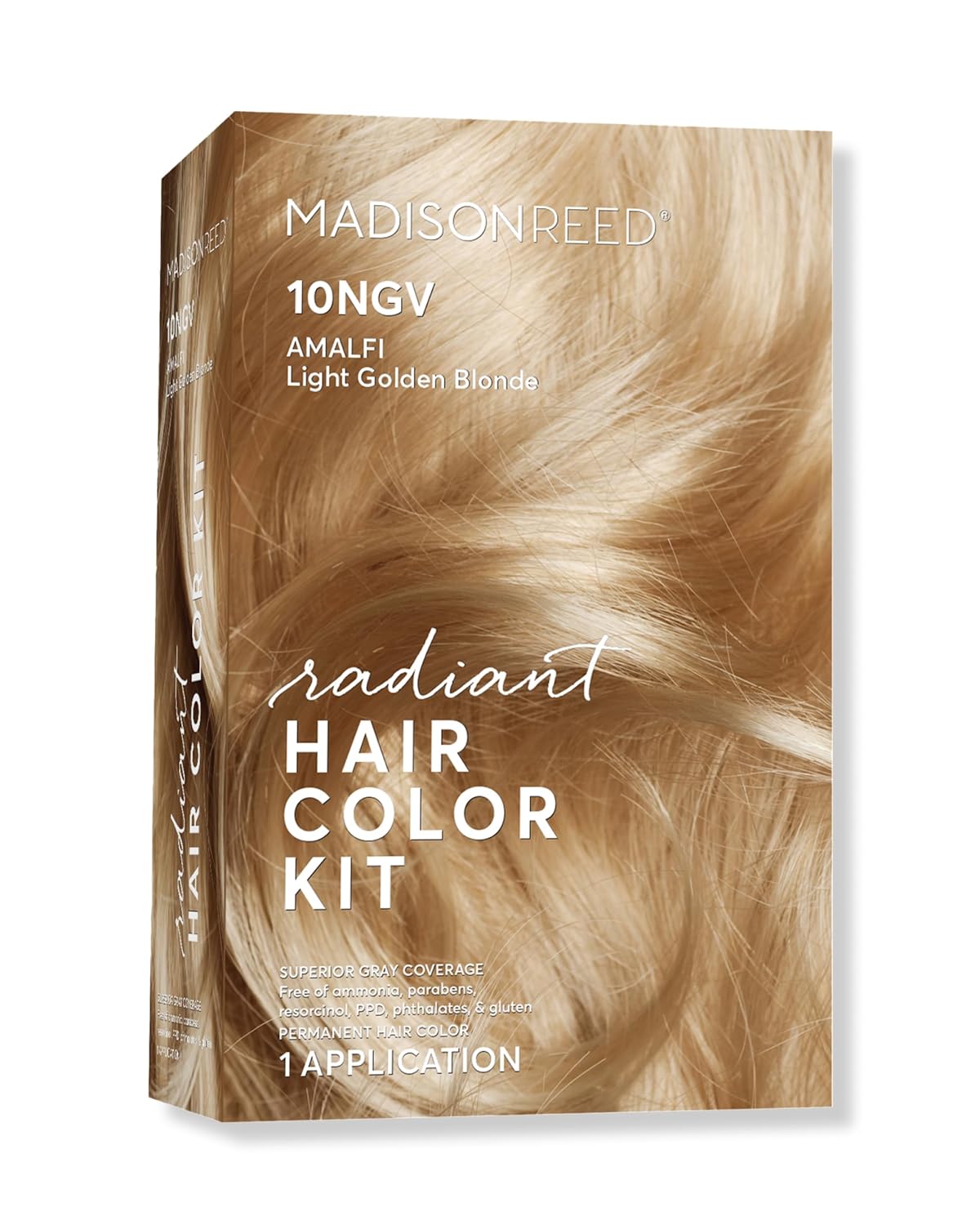 Madison Reed Radiant Hair Color Kit | 10NGV Light Golden Blonde (Amalfi Blonde) for 100% Gray Hair Coverage | Dimensional Salon-Quality Permanent Hair Dye | PPD-Free & Ammonia-Free | 1 Pack