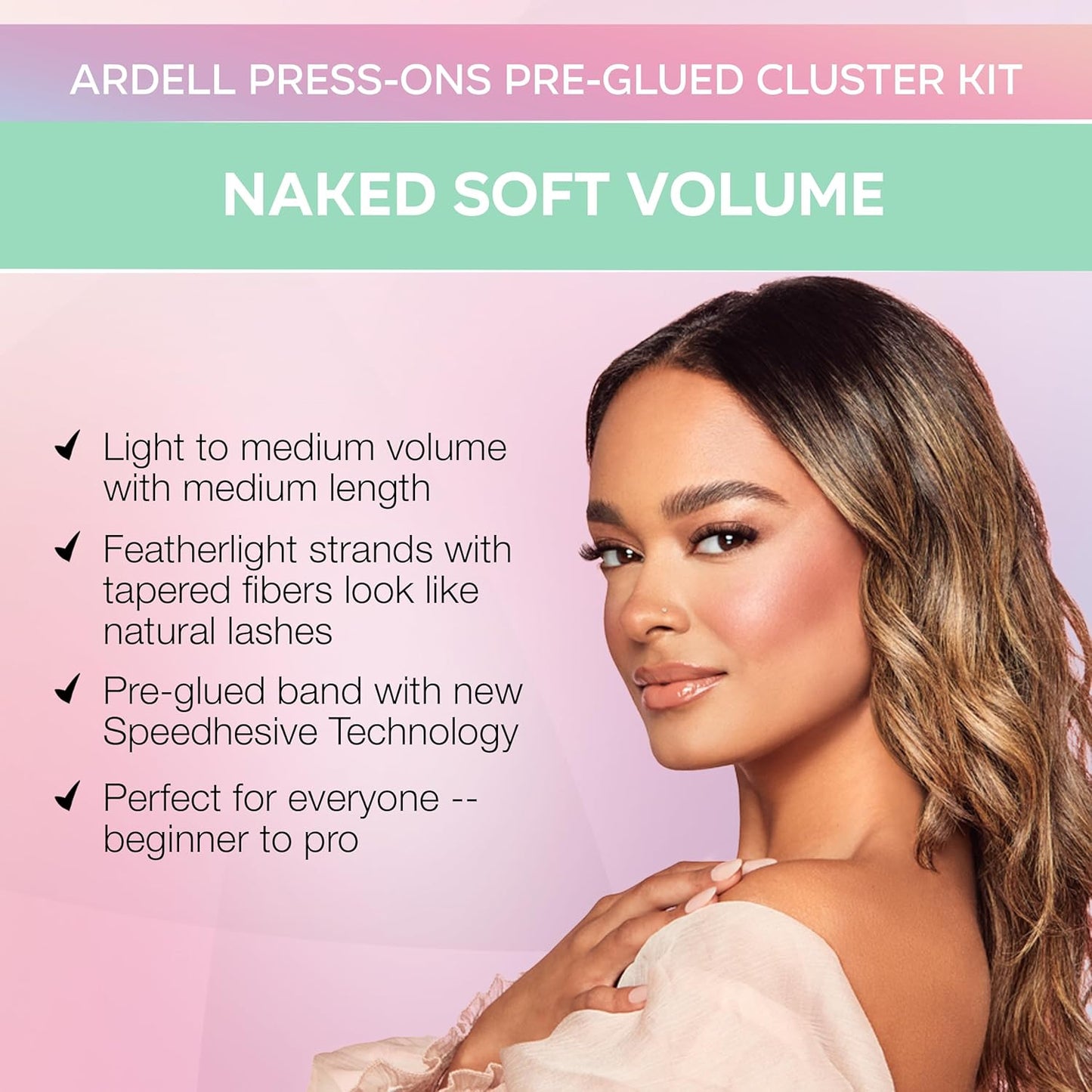 Ardell Press On Pre-Glued Underlash Extensions - DIY Lash Cluster, Eyelash Extension Kit, Naked Soft Volume - 60 ct, 1-pack