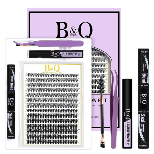 B&Q Lash Clusters Kit 280PCS Eyelash Clusters Kit,30D 50D D 9-16MIX Individual Lash Comfortable Eyelash Extension Set, Classic Look with Bond and Seal Waterproof, Remover DIY at Home(Set,30D50D)