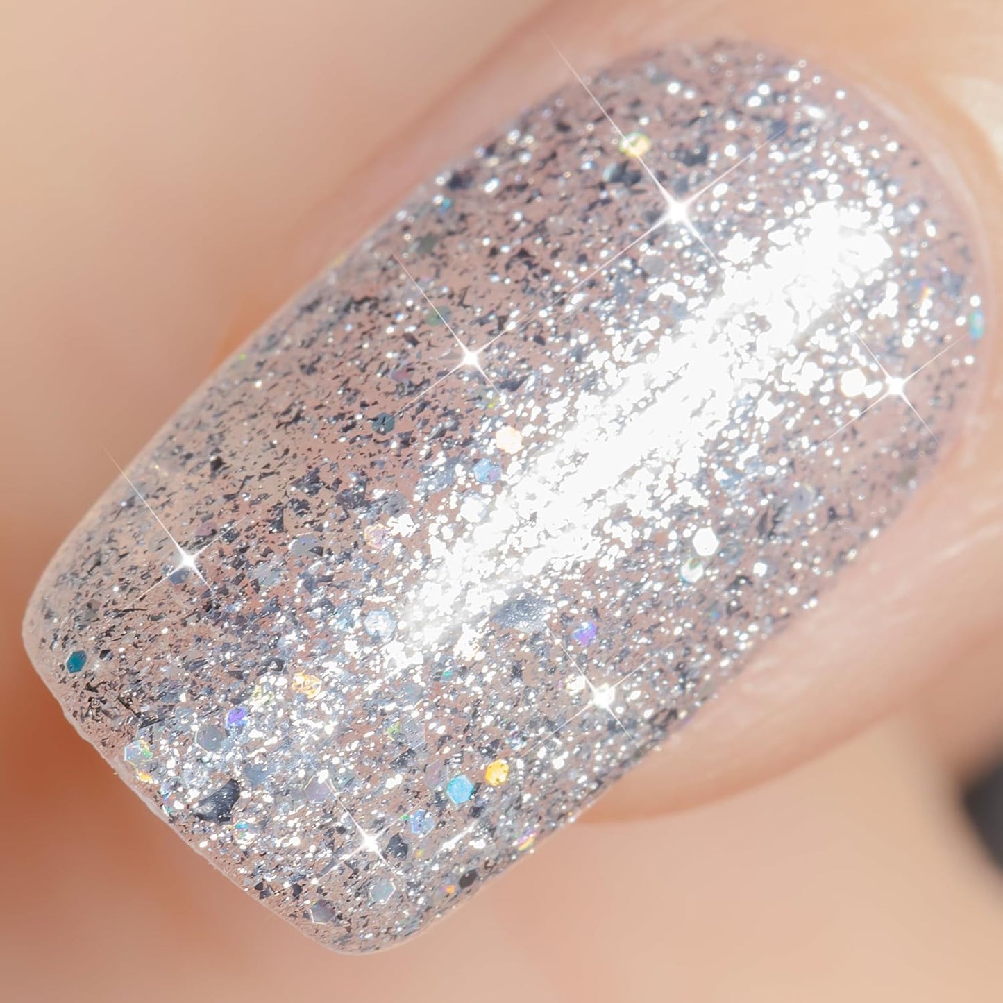 YTD Likomey Gel Nail Polish,15ml Colorful Silver Glitter Nail Gel,Fall Winter Shiny Sparkly Salon Home DIY Manicure UV Color Varnish,SF438