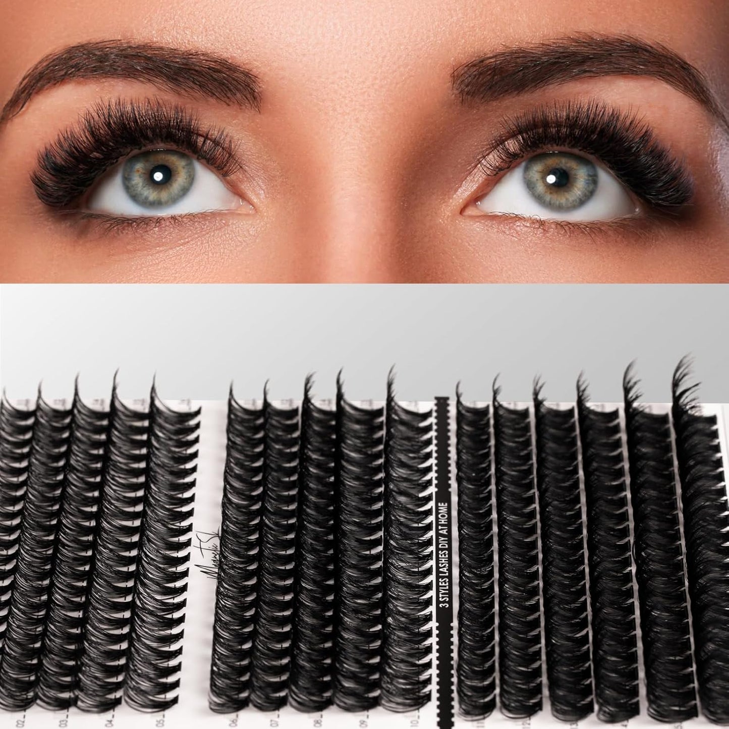 DIY Lash Extensions Kit 320pcs Individual Lashes Clusters 40D 50D 100D D Curl Eyelash Extension Kit with Applicator and Lash Bond&Seal, Lash Remover For False Eyelash Mix 11-20mm (40D+50D+100D KIT)