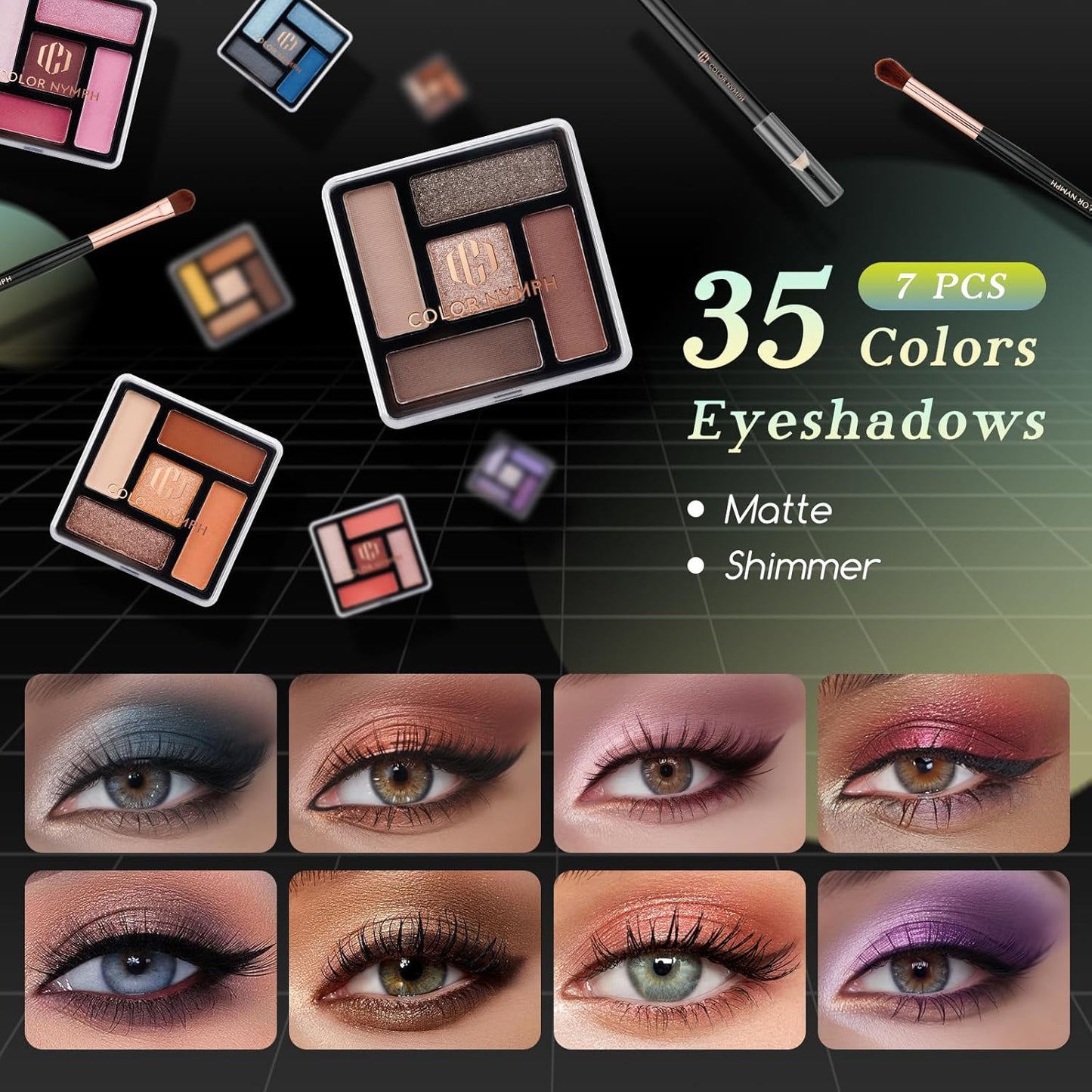 Color Nymph Beginner Makeup Kit for Teens, Train Case Girls Makeup Set with Eye Shadow, Lipstick, Blush, Brushes, Lipgloss, Mascara, Brow Wax and Mirror Green Full Starter Cosmetics Set