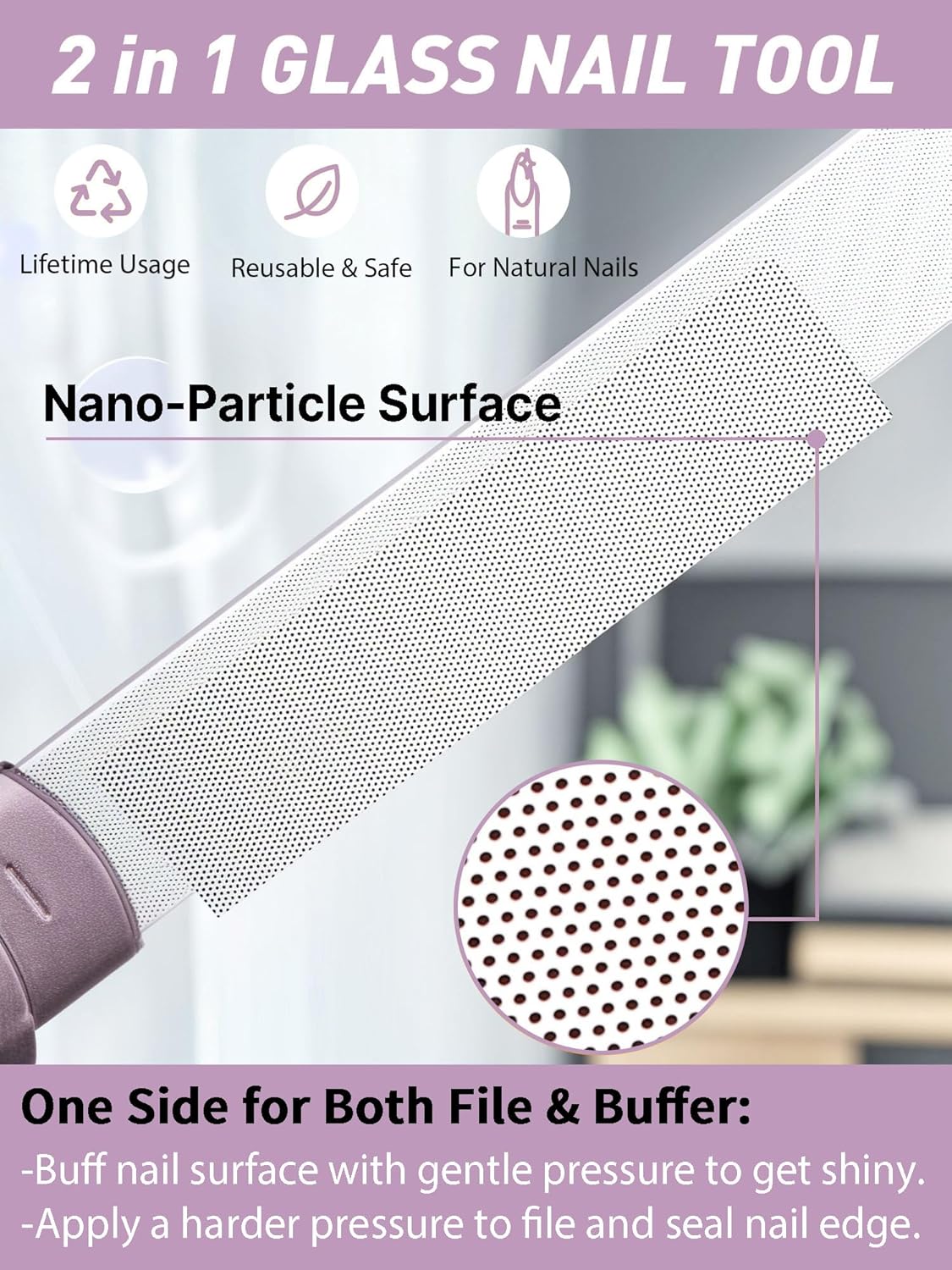 2 Packs Glass Nail Buffers with Case for Natural Nails, Glass Nail Files Shaping Nano Nail Shiners Crystal Polisher Manicure Tools Shine for Home Salon Use Stocking Stuffers for Women Christmas Gift