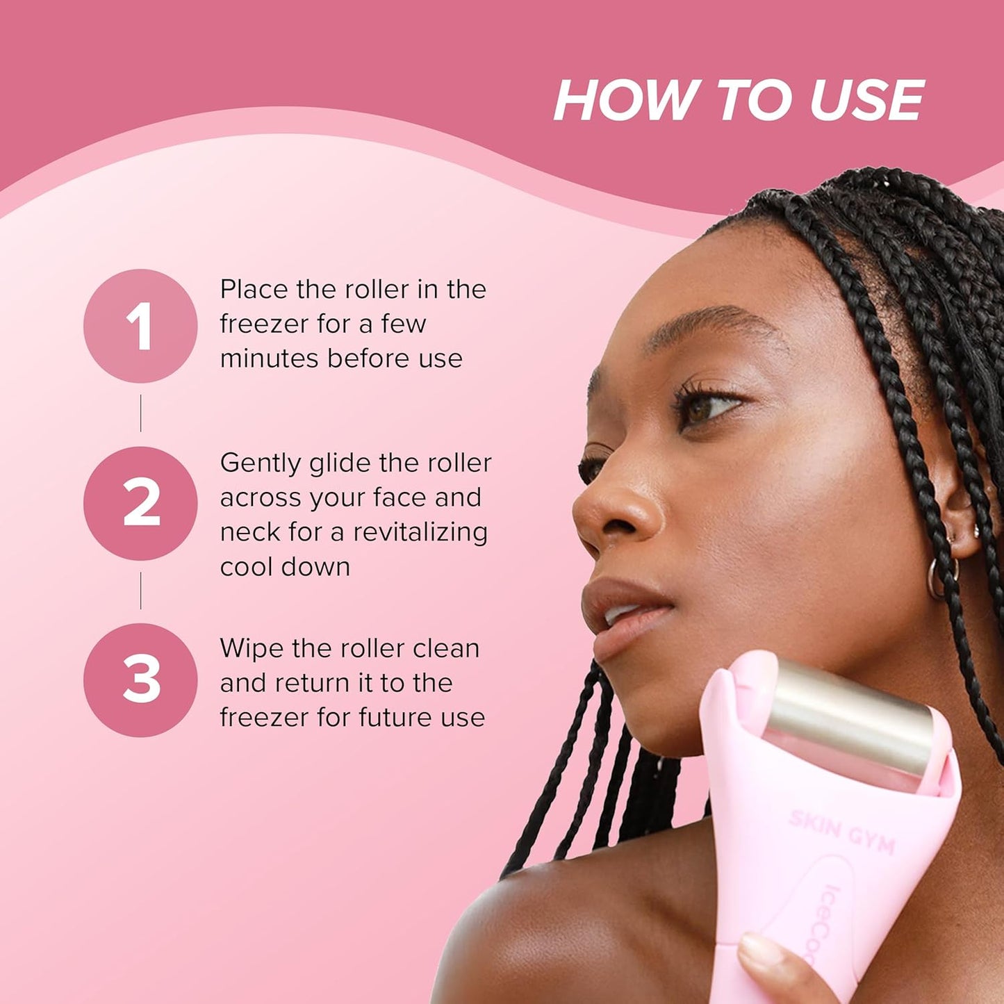 SKIN GYM IceCool Ice Roller, Stainless Steel Cryo Facial Tool for Puffiness and Redness Relief