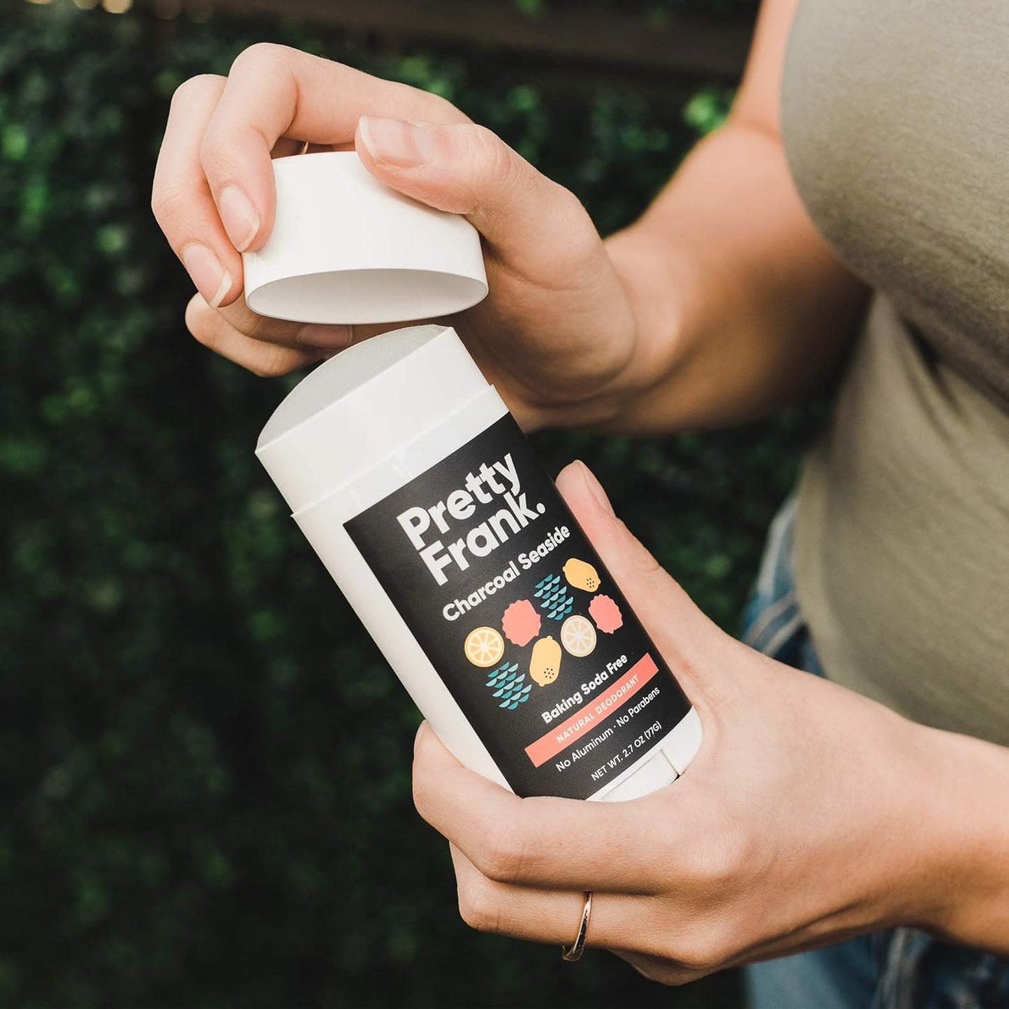 Pretty Frank Natural Aluminum-Free Deodorant Stick with Charcoal, Baking Soda-Free, Charcoal Seaside (2-Pack) | Sensitive Skin Friendly, Effective Odor Control for Women & Men, Organic Ingredients