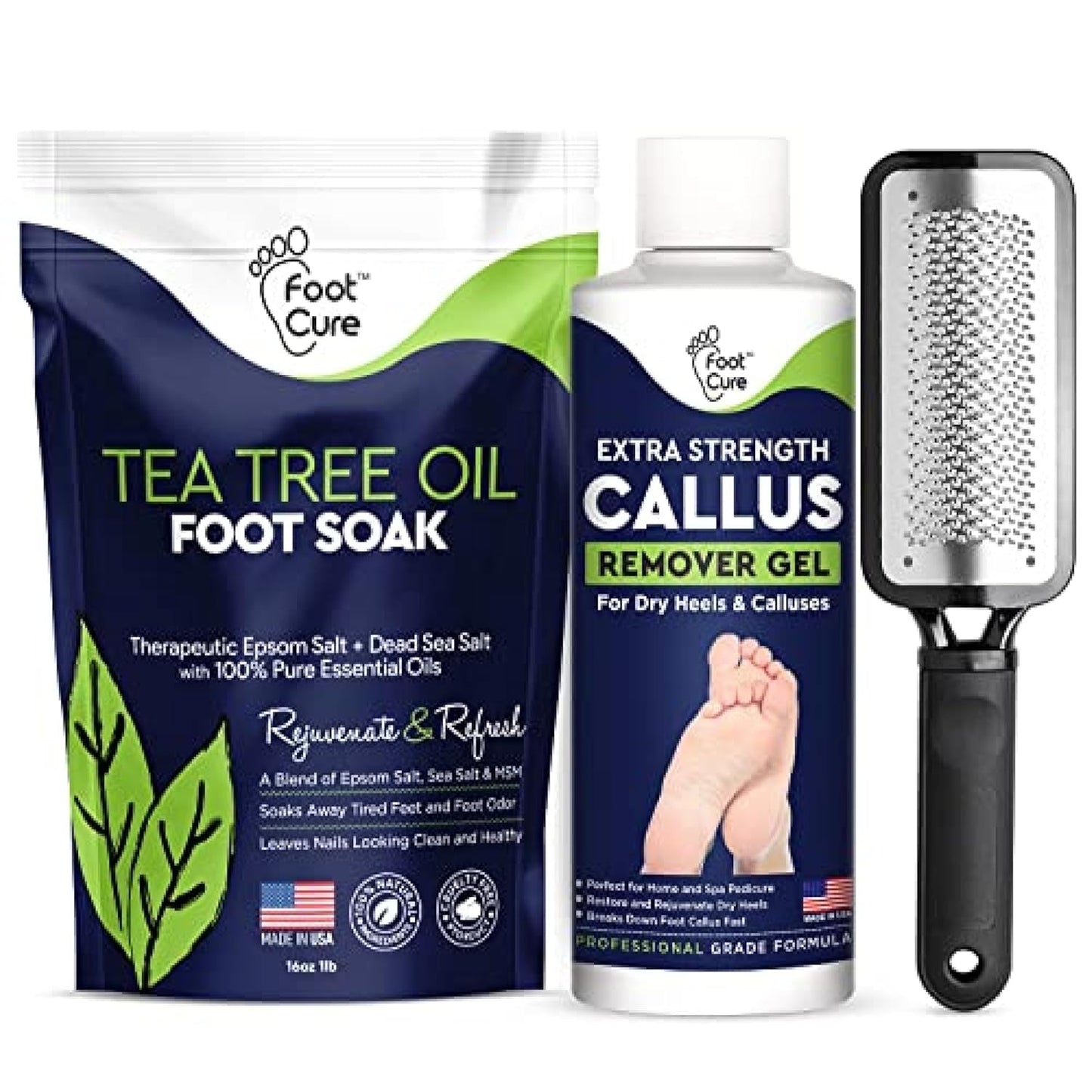 Tea Tree Foot Soak, Callus Remover Gel - Extra Strength Callus Remover Gel & Foot Soak With Epsom Salts For Calluses, Dry Cracked Heels, Toenail Fungus & Odor - Pedicure for Tired Feet