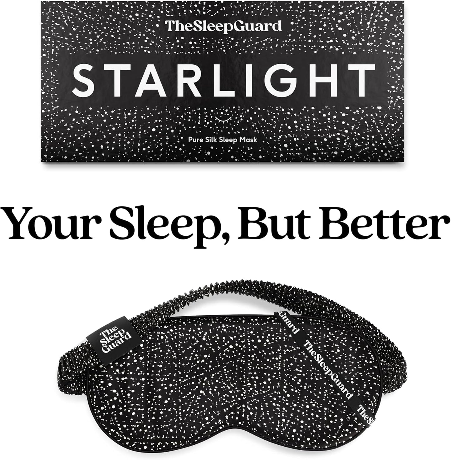 Pure Silk Sleep Mask [100% 6A Mulberry Silk, 22 Momme] Light Blocking Travel Essentials. Eye Masks for Sleeping. Black Oeko-Tex Blindfold. Eye Covers for Men & Women