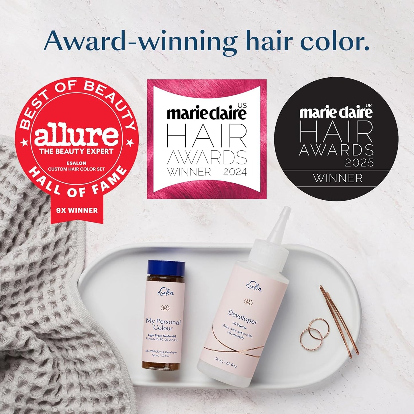 eSalon Permanent Hair Color & Dye Kit - Darkest Brown Red Mahogany - Personal Colorist for Up To 100% Gray Coverage, All Hair Types - Professional-Grade Ammonia-Free