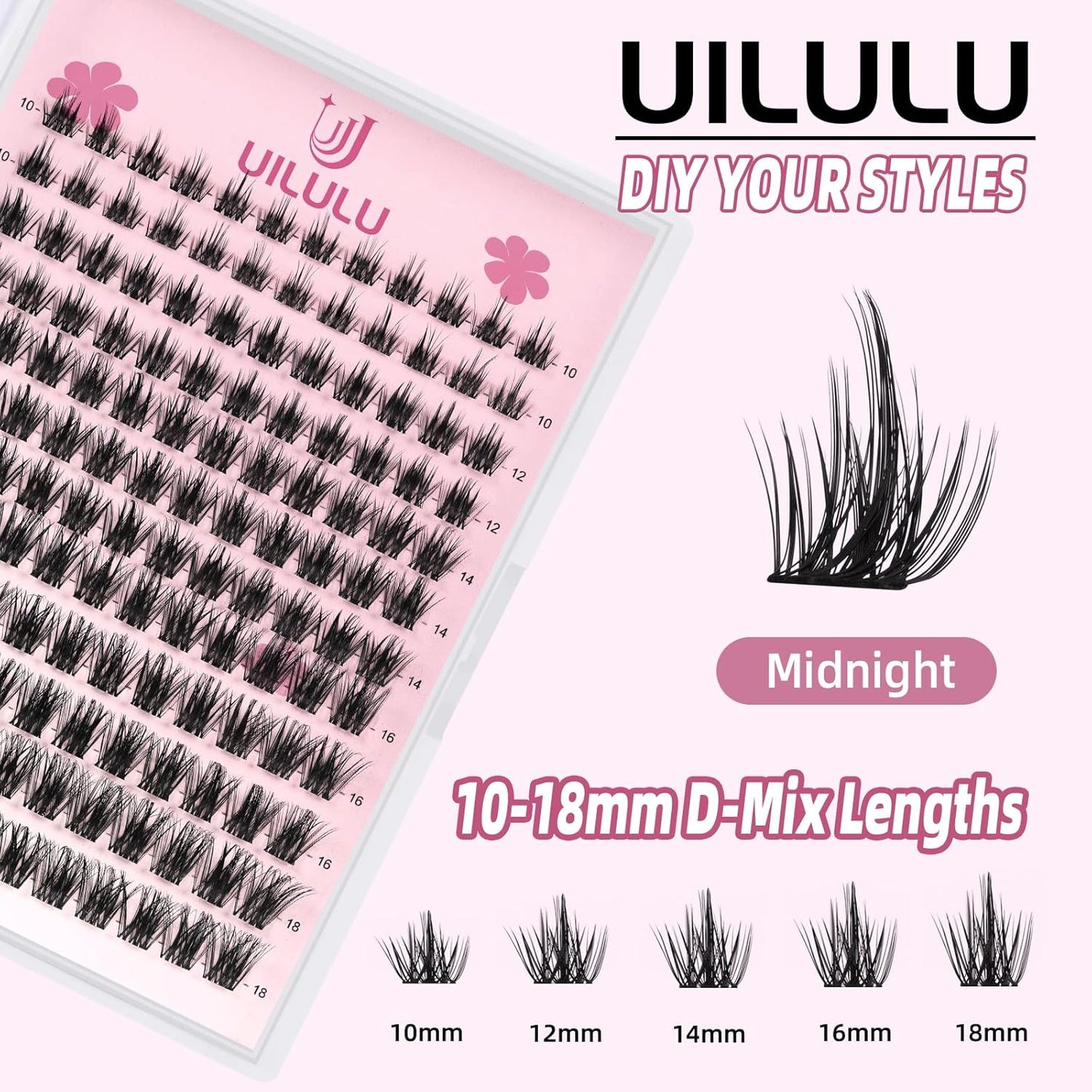 Lash Clusters D Curl Invisible Band Clusters Lashes 0.07D 10-18 MIX 144 Eyelashes Individual Lashes DIY Lash Extensions at Home False Lashes Wide Band Wispy Eye Lash Clusters U06 Lash