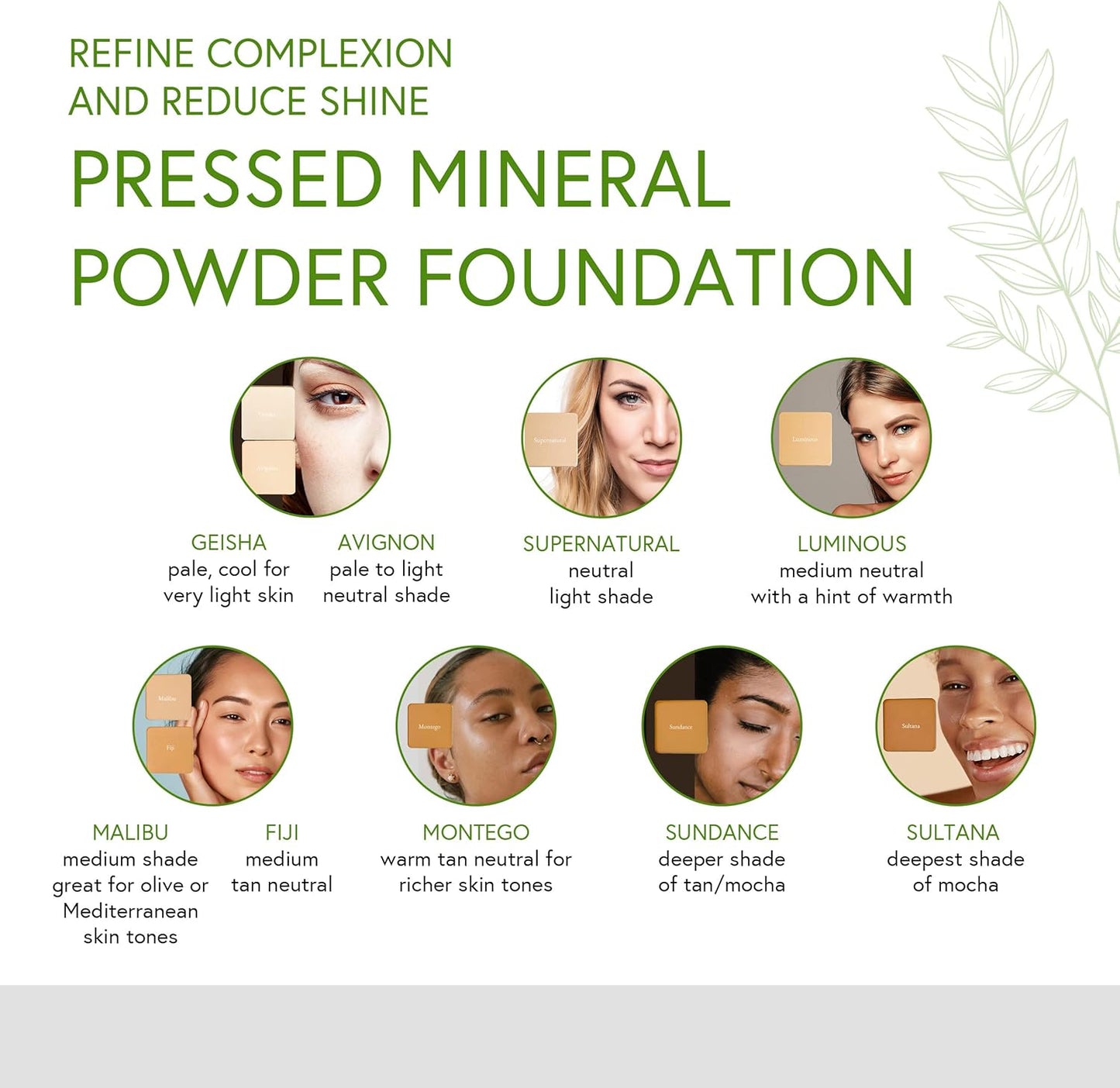 Honeybee Gardens Pressed Mineral Powder Foundation Refill, Montego, Warm Tan Neutral Shade, Adjustable Coverage, Natural Finish, With Botanical Extracts And Vitamin E, 7.5g