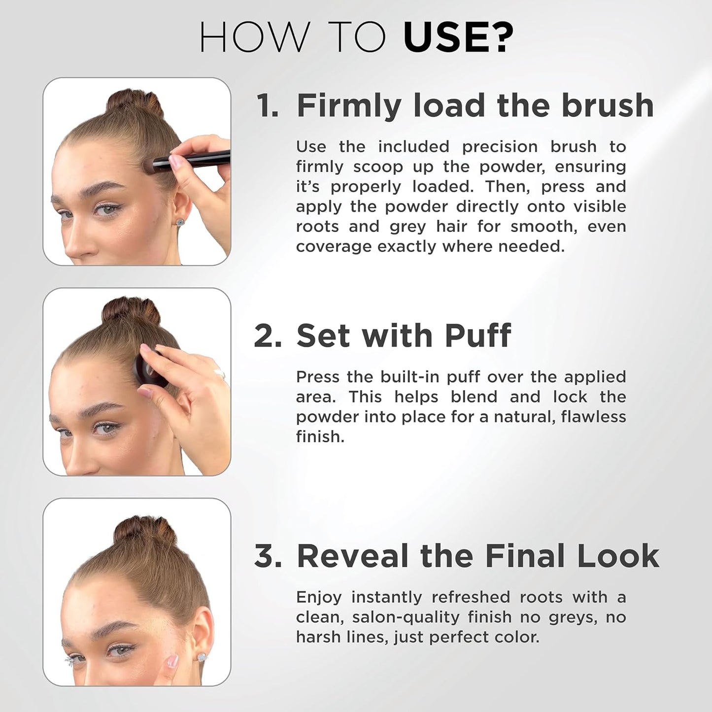 THICK FIBER Root Touch Up and Hairline Concealer - Water & Sweat Resistant Hair Loss Powder Set for Thinning Hair, Includes Brush (Light Brown)