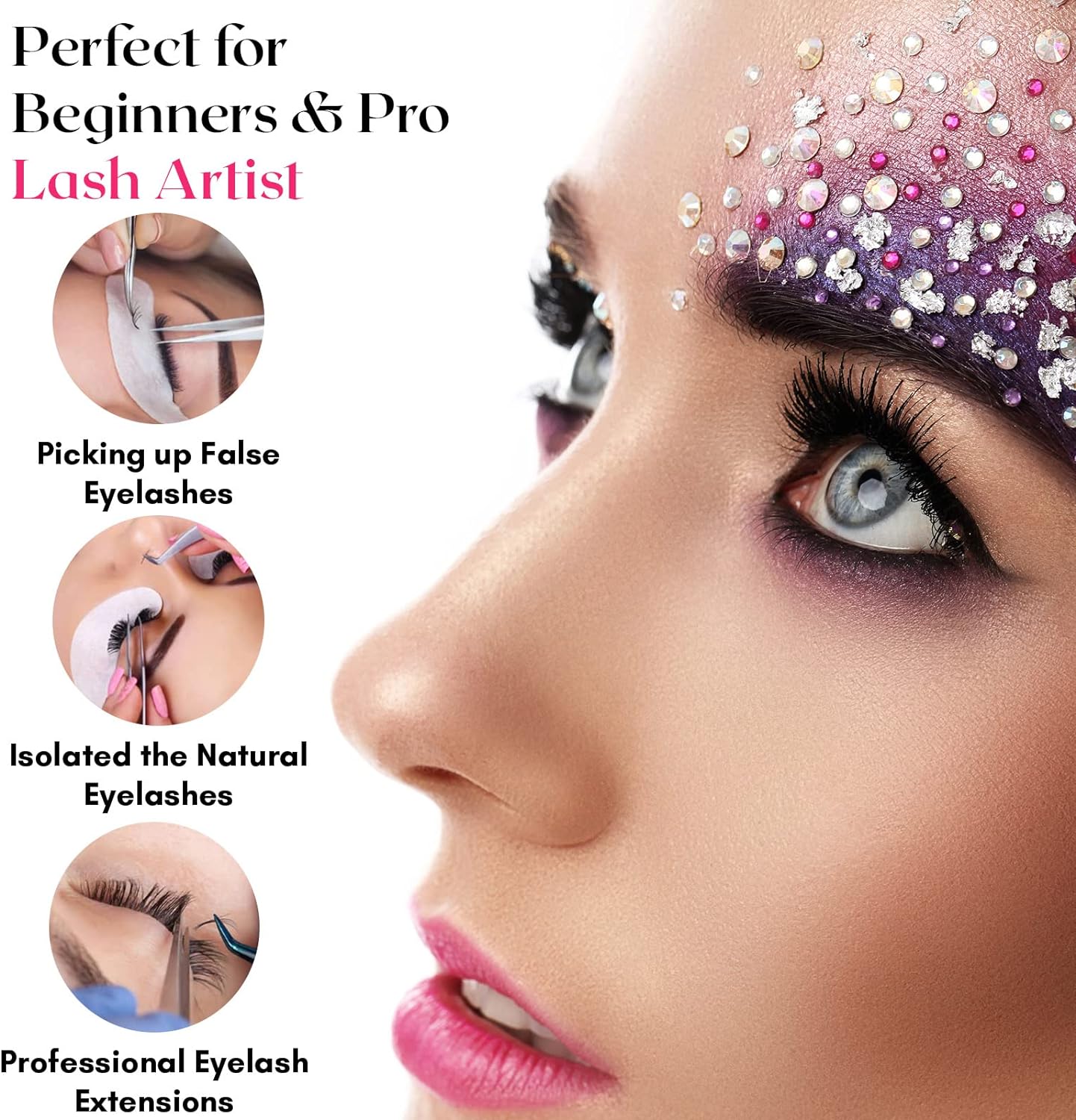 Isolation Tweezers for Eyelash Extension – 14cm Curved, Double Pink, Japanese Stainless Steel, Best for Individual Isolation & Classic Lashes, Pinzas para Pestaña (Double Pink Color)