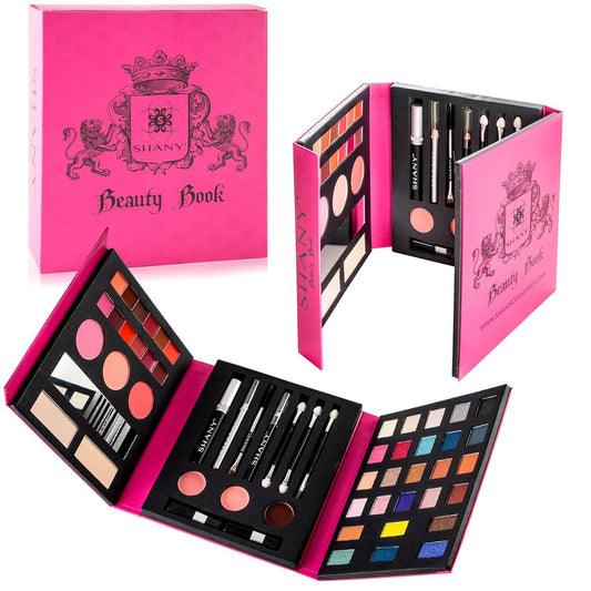 SHANY Beauty Book Makeup Kit All in one Travel Makeup Set - 35 Colors Eyeshadow, Eye brow, makeup blushes, powder palette,10 Lip Colors, Eyeliner pens & makeup Mirror - Holiday Makeup Gift Set