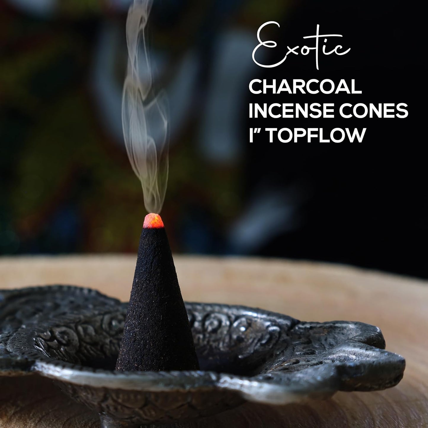 Frankincense Charcoal Incense Cones 1" TOPFLOW - 100 Pack Bulk - Natural Scented Cones Handmade Hand Dipped