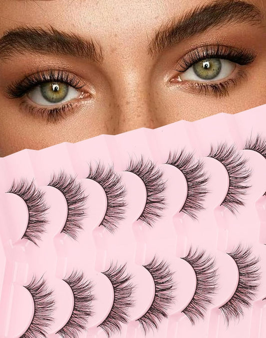 Lashes Natural Wispy Look Flared False Eyelashes Soft Strip Lash Fluffy Eyelash 7 Pairs D79