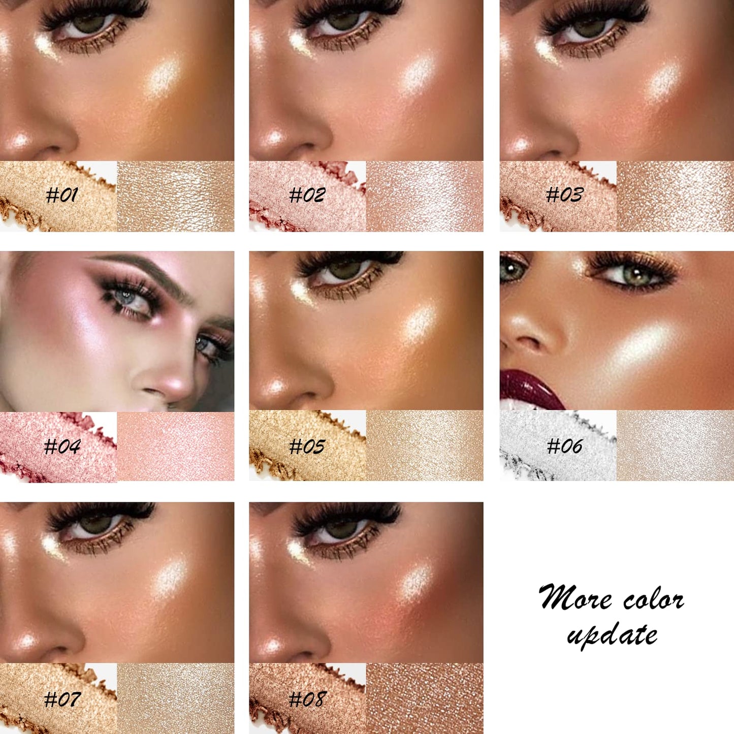 Shimmer Highlighter Palette Brown Color for Black Women,Highlight Makeup for Face/Body,Long Lasting Glow Illuminate Powder for Medium Skin,Highlighting Contour Palettes,Cruelty-Free