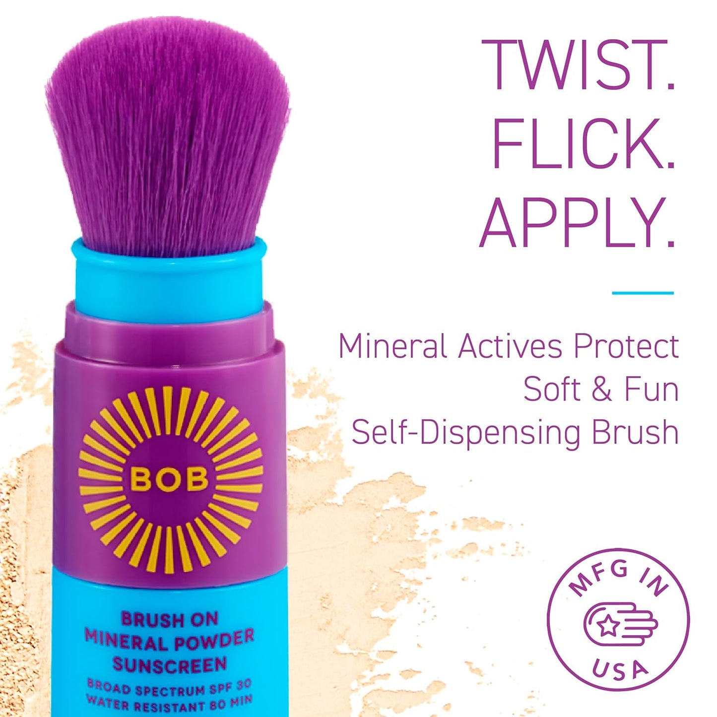 BOB KIDS Duo Pack SPF Sun Protection, SPF 30 Mineral Powder Sunscreen & SPF 40 Kids Sun Protection Balm, Broad Spectrum, Fragrance Free, Water Resistant