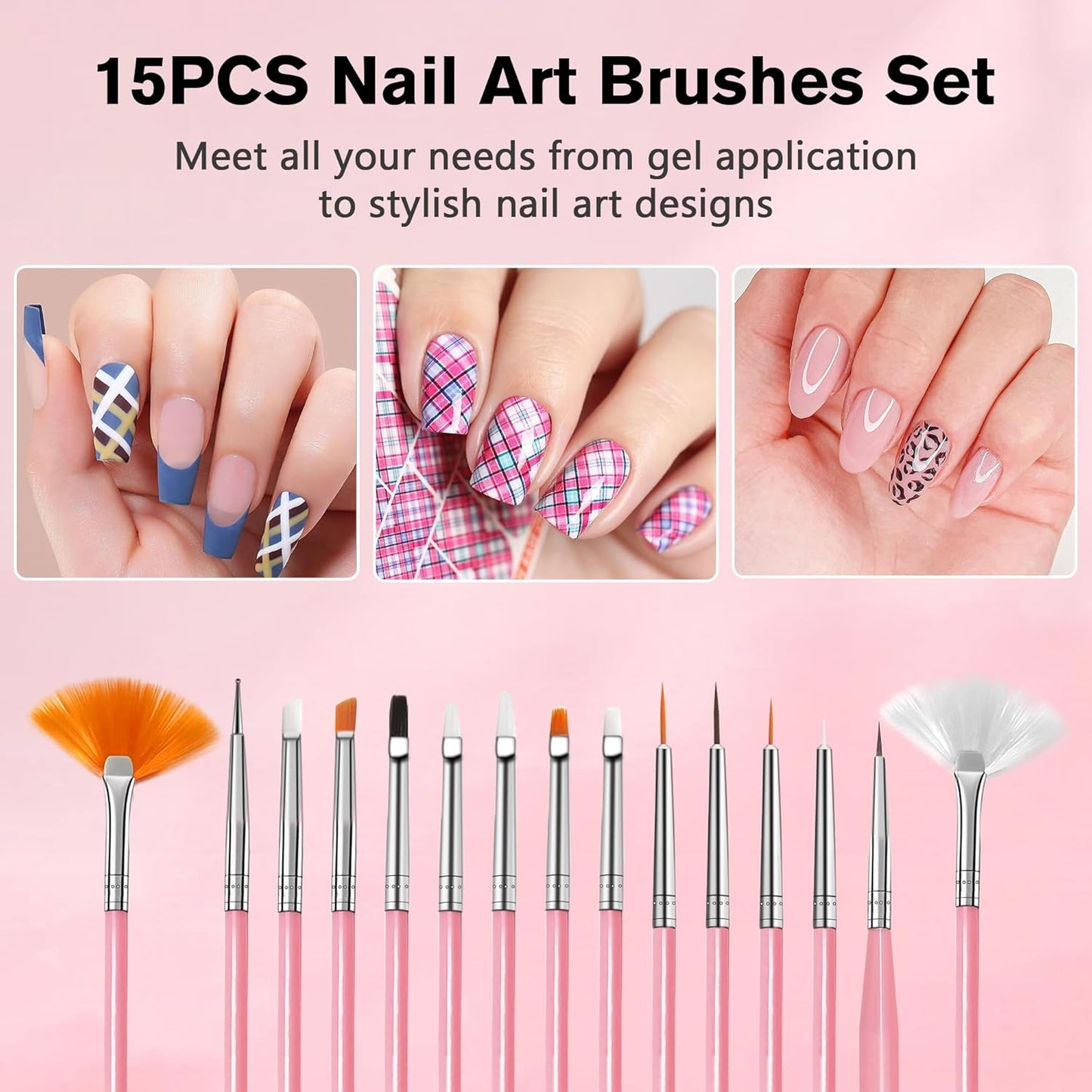 Nail Art Brushes, 23Pcs Set Nail Art Tools, including 2 Way Nail Art Sculpture Pen Dotting Pen Tools, Nail Art Brushes with Nail Brush Brackets, Resin Nail Art Palette for Nail Art DIY Tools (Pink)