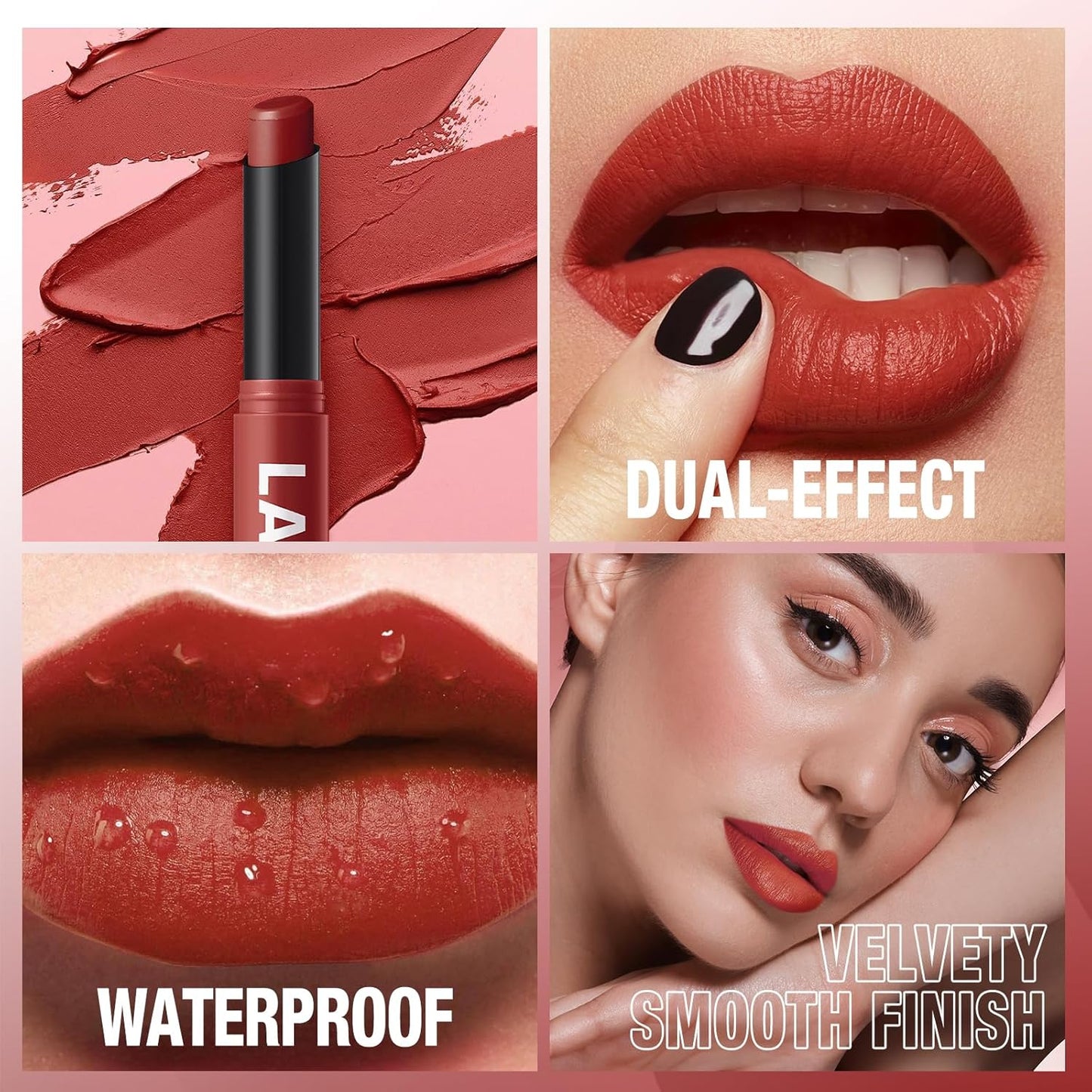 Jolilab 2Pcs Velvet Matte Lipstick Nude Matte Soft Dark Color Stick High Pigmented Long-Lasting Waterproof Lip Stick Lip Balm Beauty Cosmetics Gift for Girls and Women（09#+10#