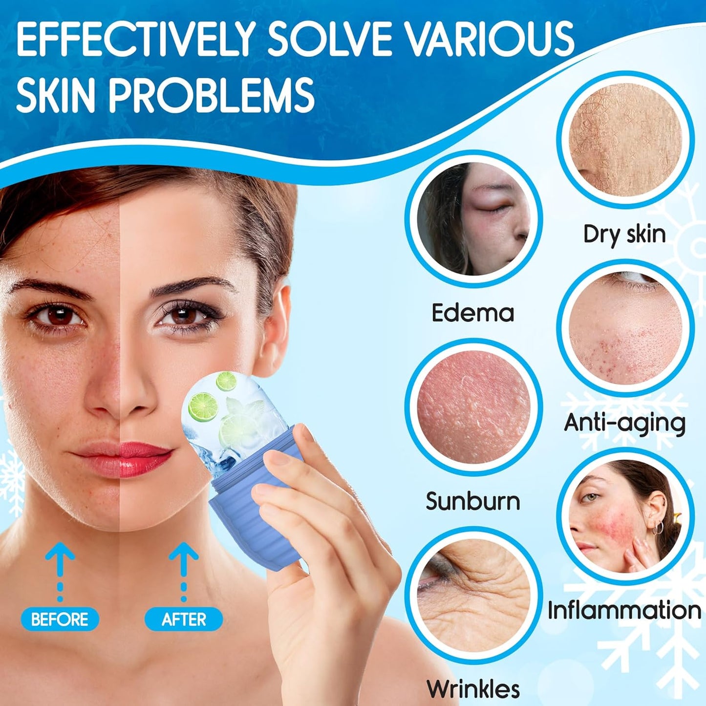 1Pcs Ice Roller for Face, Ice Face Roller, Reusable Silicone Ice Mold for Face, Facial Beauty Ice Roller Skin Care Tools for Shrink Pores Anti Wrinkle Reduce Puffiness (Green)