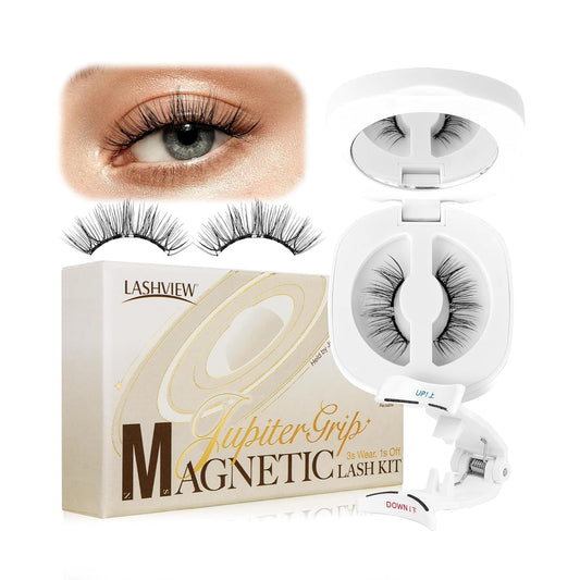 LASHVIEW Update Soft Magnetic Eyelashes Natural Look, Reusable Manga Magnetic Lashes Kit with Applicator CT32