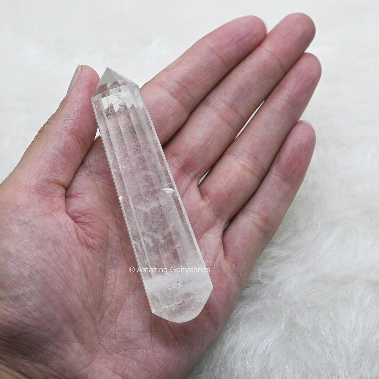 Amazing Gemstone Clear Quartz Crystal Wand Massage Stick - Pelvic Wand Gua Sha for Adults - Crystals and Healing Stones Massage Wands for Adults Gifts (Pointed)