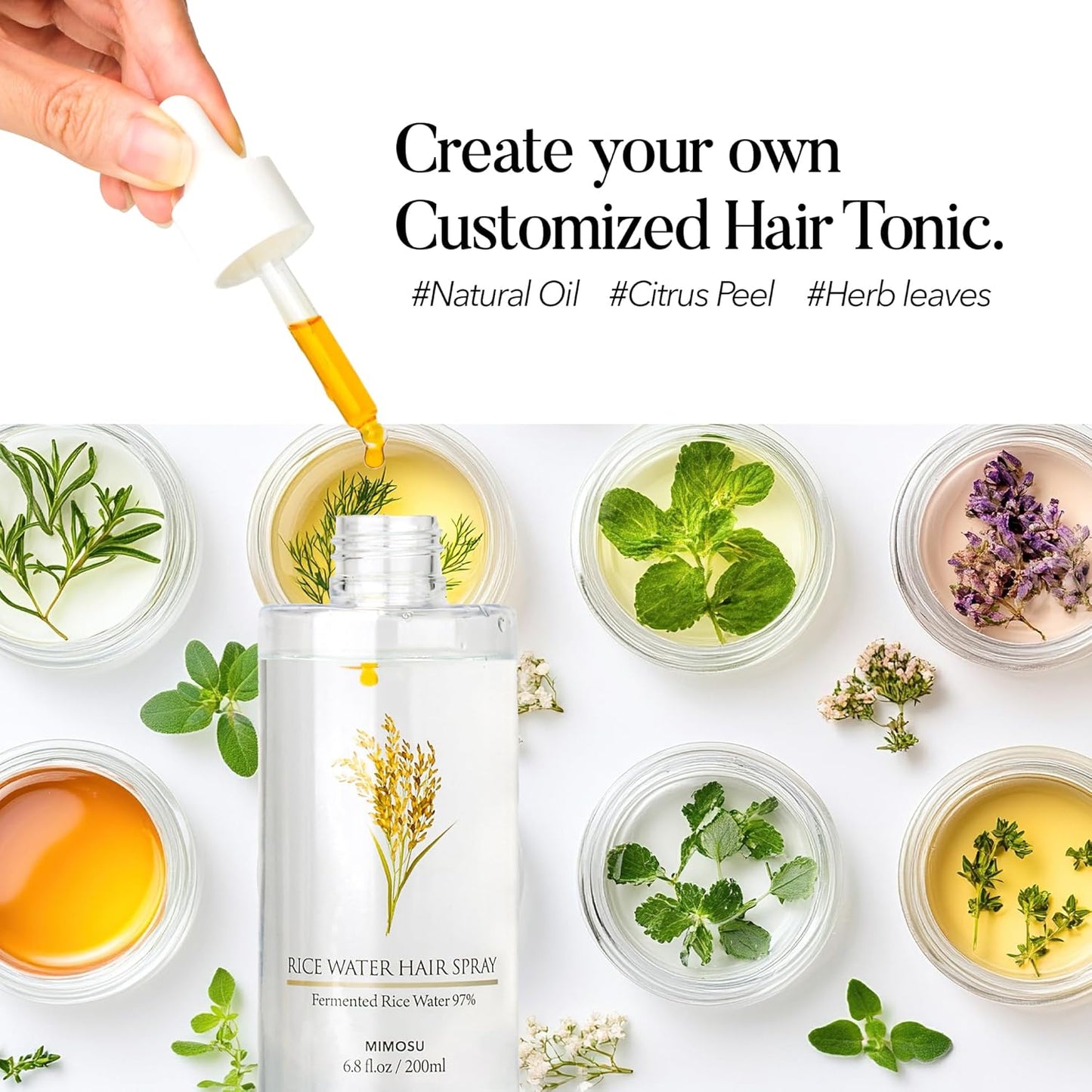 mimosu 97% Rice Water Hair Growth Spray - Fermented Rice Water & Biotin Serum, PHA Toner, Korean hair care Formula, 6.8fl.oz