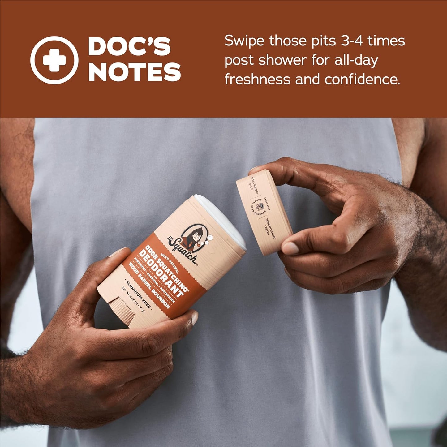 Dr. Squatch Natural Deodorant for Men 3 Pack Wood Barrel Bourbon – Odor-Squatching Men's Deodorant Aluminum Free (2.65 oz, 3 Pack)