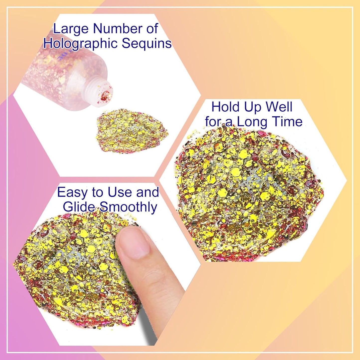 MEICOLY Chameleon Gold Body Glitter,Mardi Gras Outfit for Women,Color Changing Face Glitter,Chunky Glitter Face Paint,Holographic Glitter Sequins for Face Body Hair,Festival Party Glitter Makeup,50ml