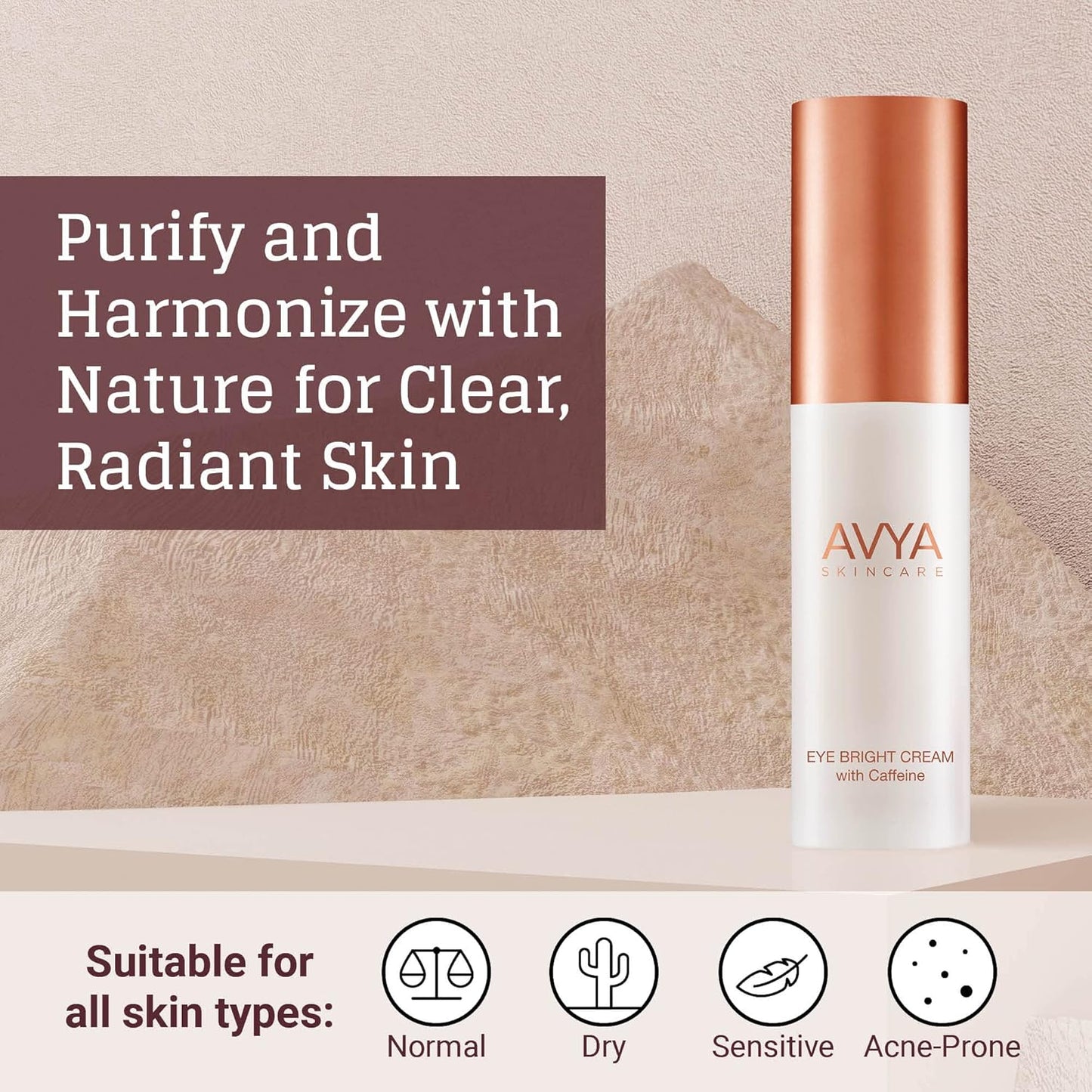 AVYA Eye Bright Cream (0.5oz/15ml) - Advanced Ayurvedic Skincare/Caffeine Reduces Dark Circles and Puffiness/Tightens and Reduces Fine Lines Around Eyes