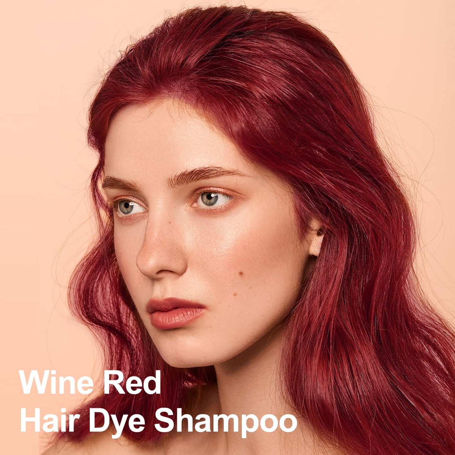 Wine Red Hair Dye Shampoo, Easy To Use, Semi-Permanent Color Shampoo - Lasts 30 Days, 16.9 FL Oz