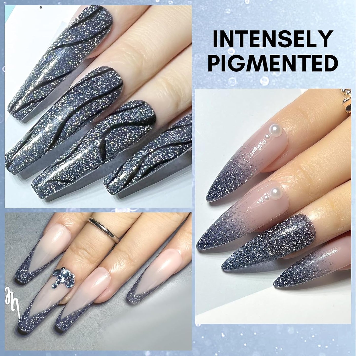 Makartt Glitter Gel Nail Polish - Flash Blue Diamond Reflective Gel, UV LED Soak Off for Nail Art Designs, 15ml DIY Home Salon Manicure, Heart of the Ocean