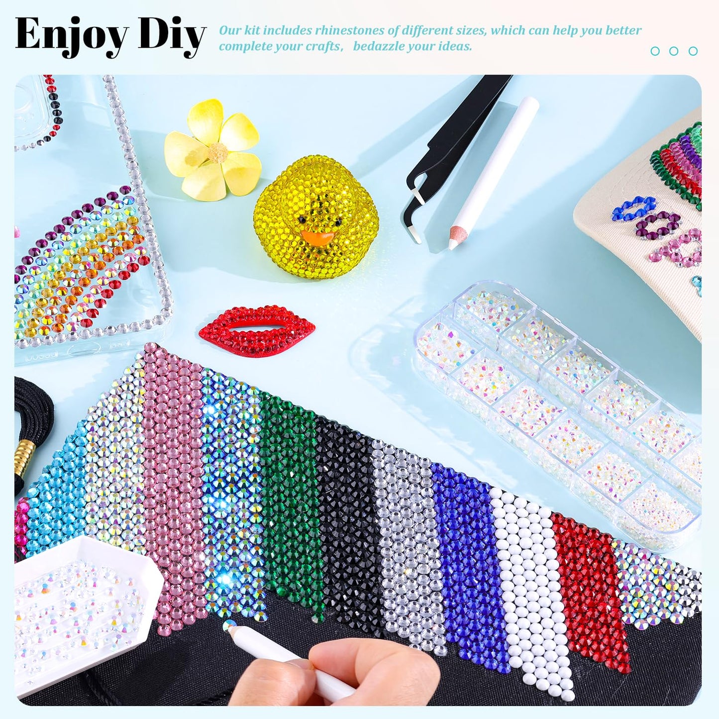 6100Pcs Jelly Resin Rhinestones for Crafting with 2Pcs 10ml B7000 Jewelry Glue, 1 Box Flatback Crystals Diamond (Transparent AB) for Bedazzling Crafts DIY Nail Art Non Hotfix Gems for Clothing Shoes