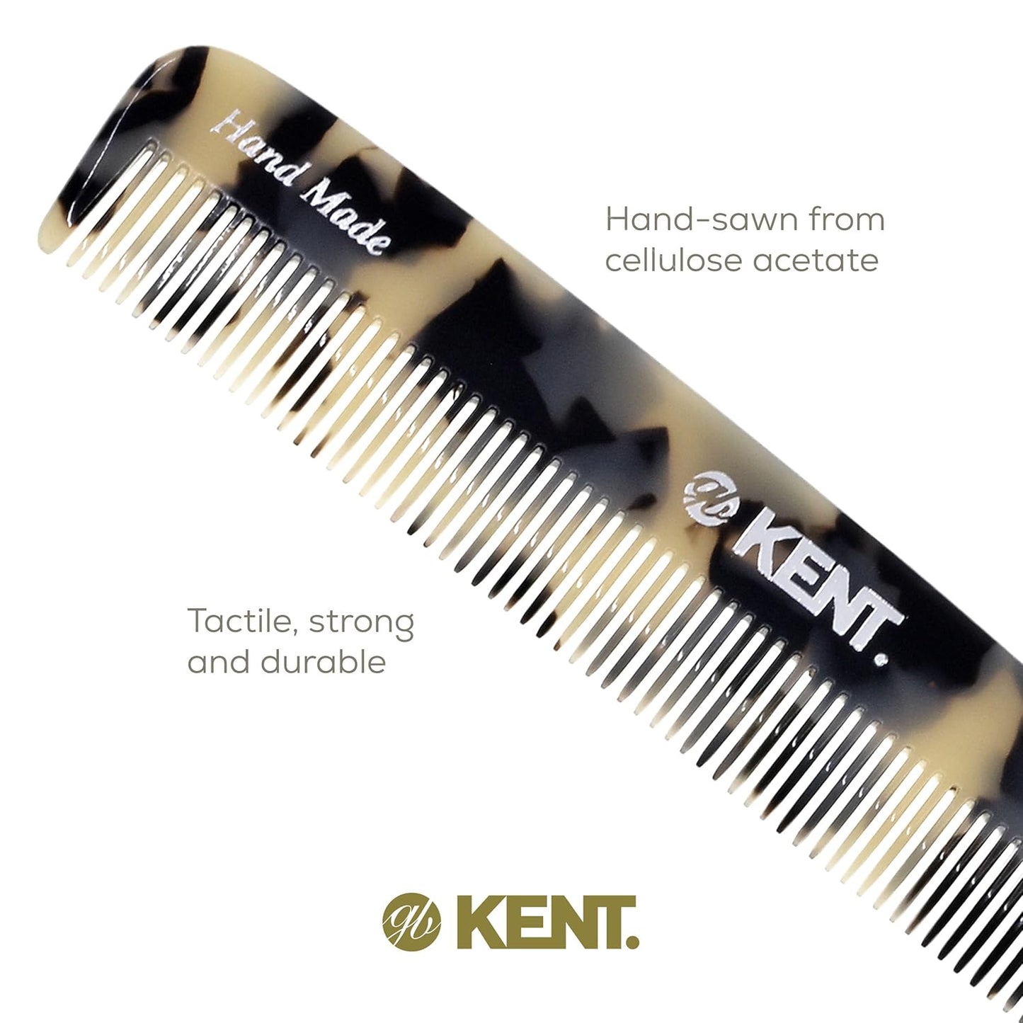 Kent F3T TW Fine Tooth Comb - Hair Parting and Straightening Comb for Men's & Women's Dandruff Remover, Saw Cut and Hand Polished Made in England