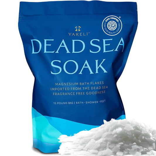 Magnesium Flakes, 15lb, Dead Sea Bath & Foot Soak, Alternative to Epsom Salt with Over 800,000mg of Magnesium Chloride Per Bag