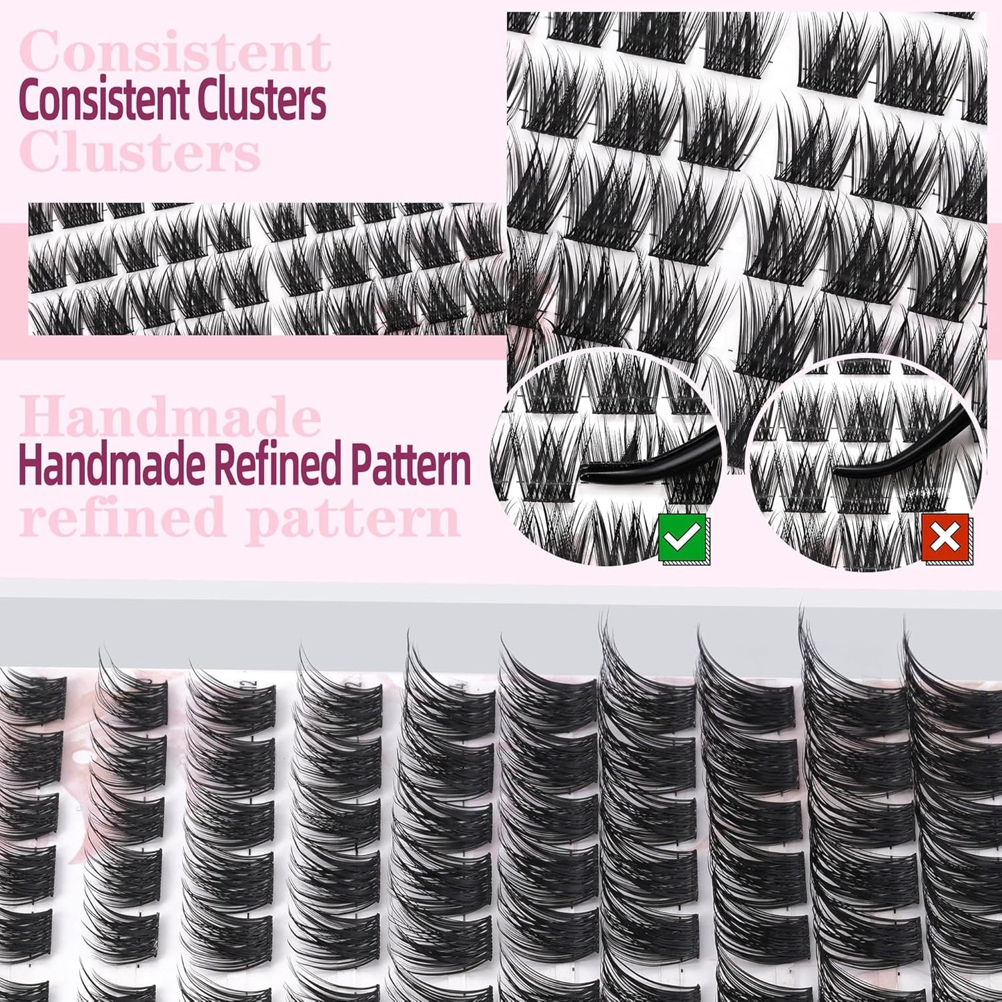 Lash Clusters Kit 10-18mm D Curl Clusters Eyelash Extensions Kit False Eyelash Clusters DIY Eyelash Extensions Individual Cluster Lashes U17 Lash