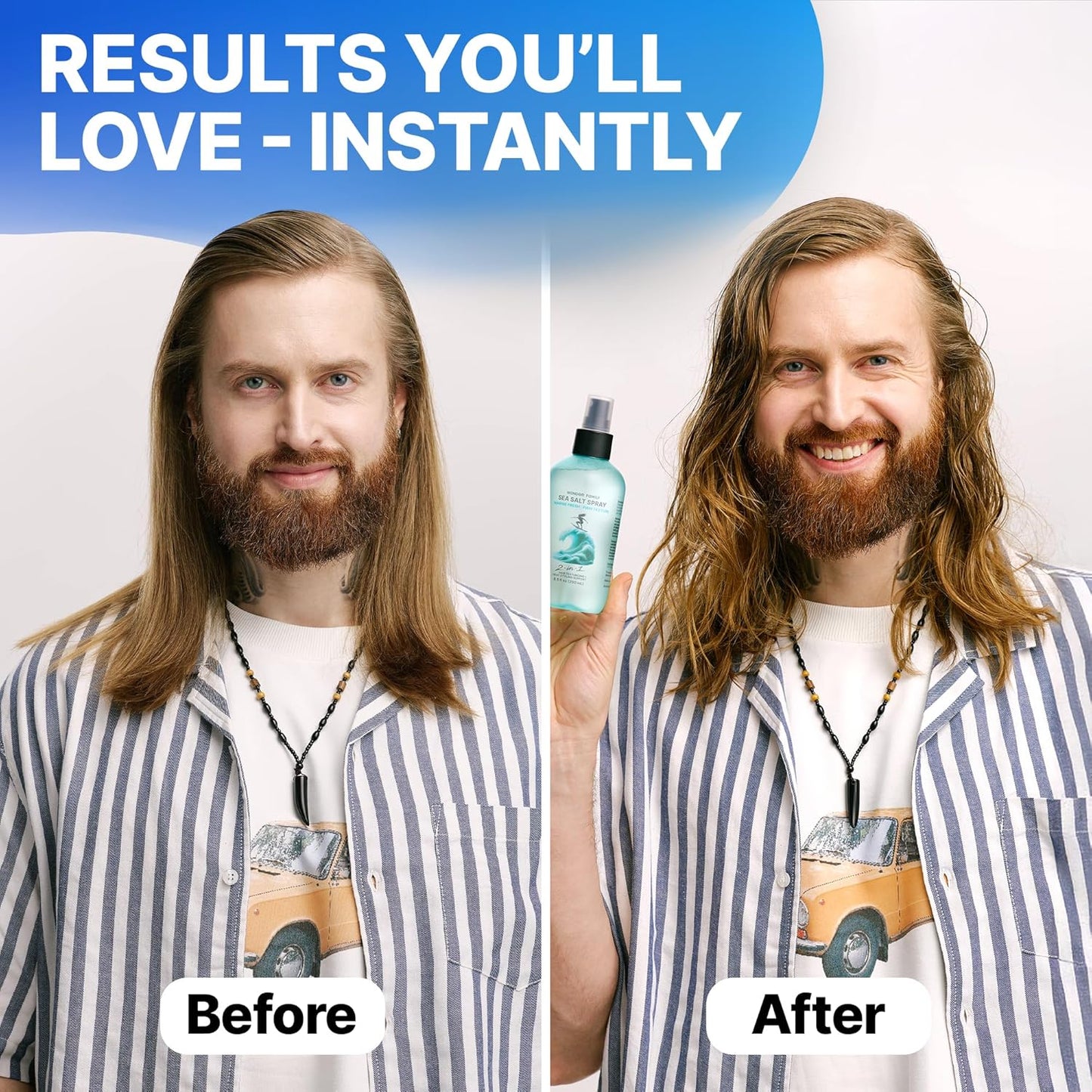 Sea Salt Spray for Men & Women – Texture for Beach Waves, Hair Volumizer, Strong Hold Hairspray, Travel Size Curl, Texturizing Finishing Spray, Extra Hold Hair Styling Mist