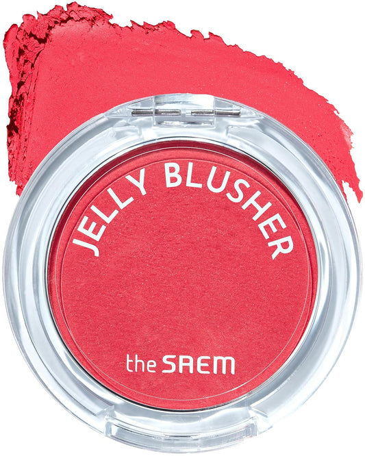 THESAEM Jelly Blusher PK02 Scarlet Pink - Velvety Finish Soft Jelly Powder Cheek - Easy Blending Formula- Lightweight, Smooth, Natural Buildable Blusher