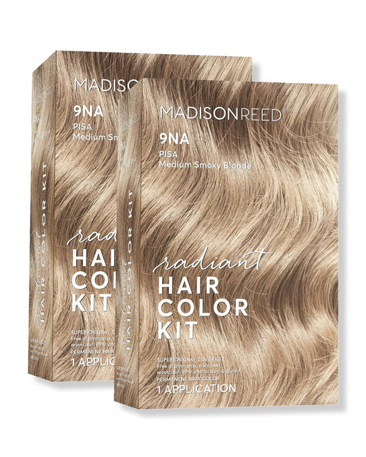 Madison Reed Radiant Hair Color Kit | 9NA Medium Cool Blonde with Ash Undertones (Pisa Blonde) for 100% Gray Hair Coverage | Dimensional Permanent Hair Dye | PPD-Free & Ammonia-Free | 2 Pack